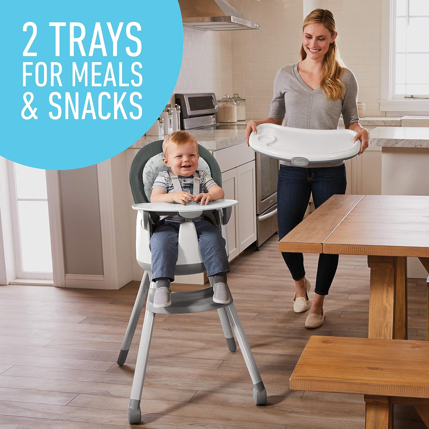 Graco Floor2Table 7 in 1 High Chair | Converts to an Infant Floor Seat, Booster Seat, Kids Table and More, Oskar