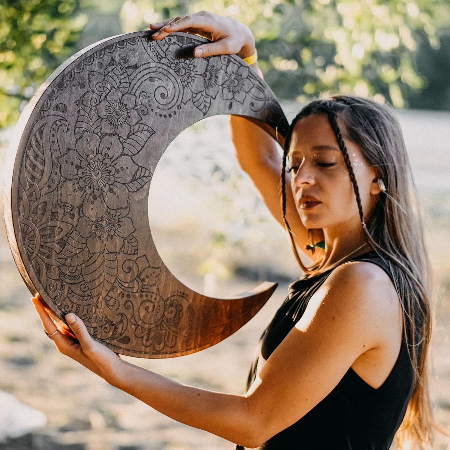 Crescent Ocean Disc 19.5 Inch (50 cm), Handmade Wooden Ocean Drum for Sound Healing, Meditation, Yoga & Sound Bath, With Soft Carry Bag