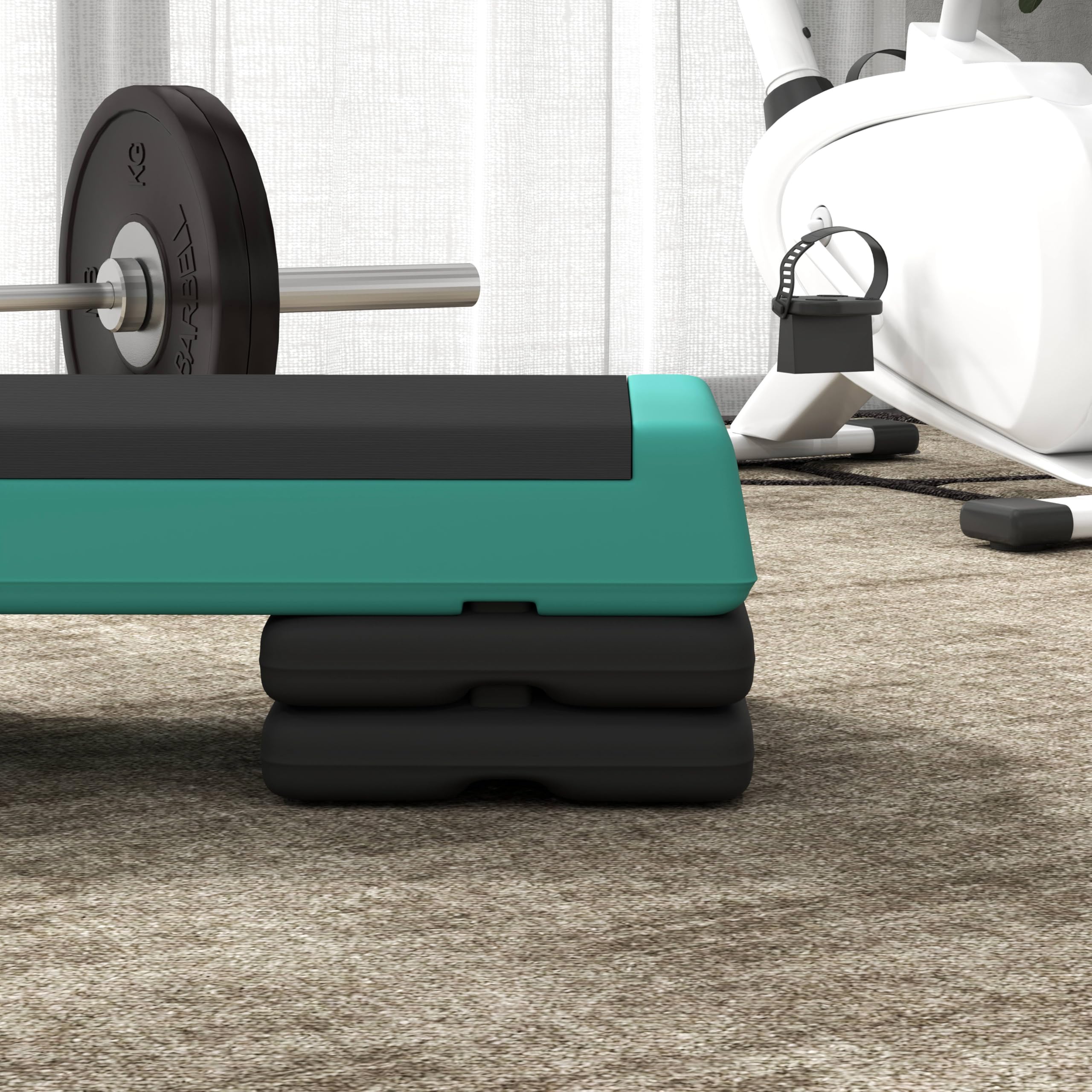 SPORTNOW Step de Aeróbic, Step para Fitness Antideslizante, Altura Regulable 3 Niveles de 10,5/15,5/20,5 cm, Carga 250 kg, para Ejercicio en Casa, Gimnasio, 77x36x20,5 cm