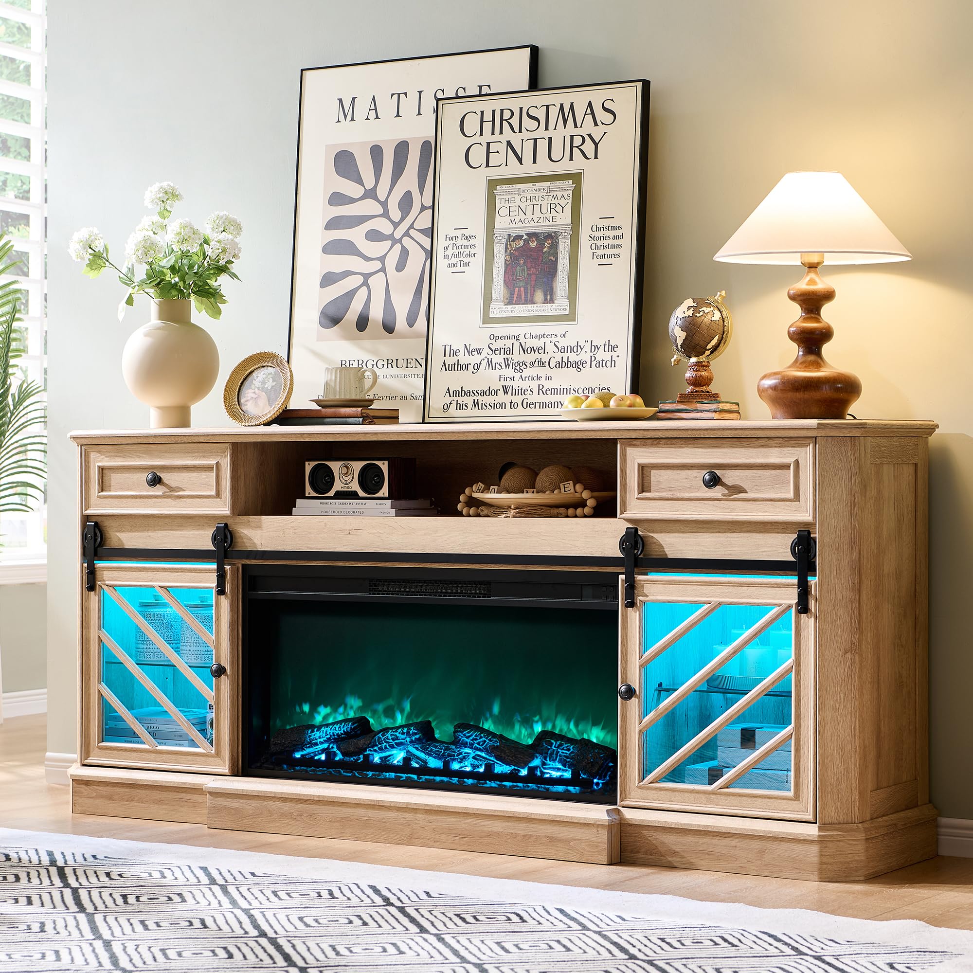 85 Inch Tv Stand With Fireplacenull