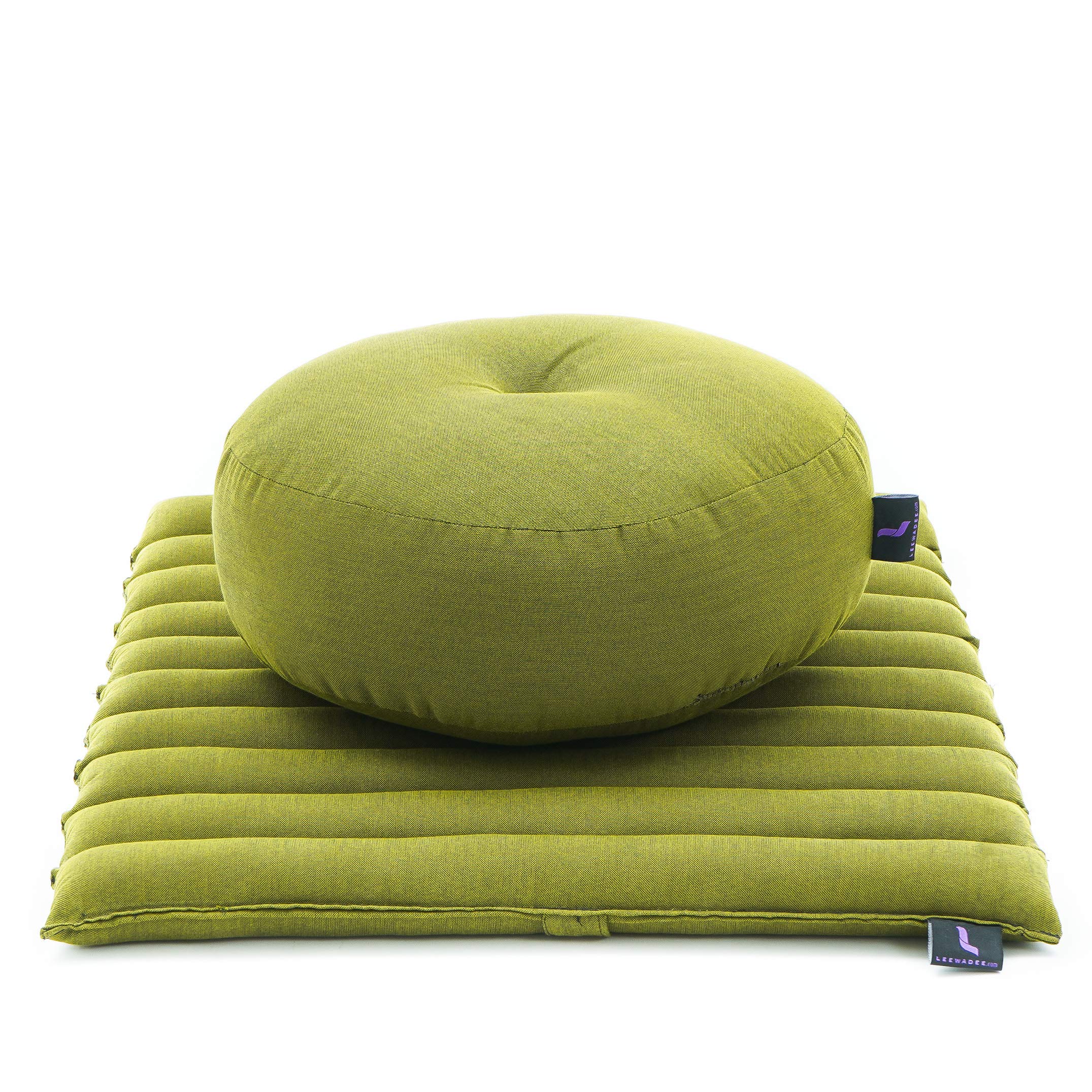 Leewadee Meditation Cushion Set – 1 Small Zafu Yoga Pillow and 1 Small Roll-Up Zabuton Mat Filled with Kapok
