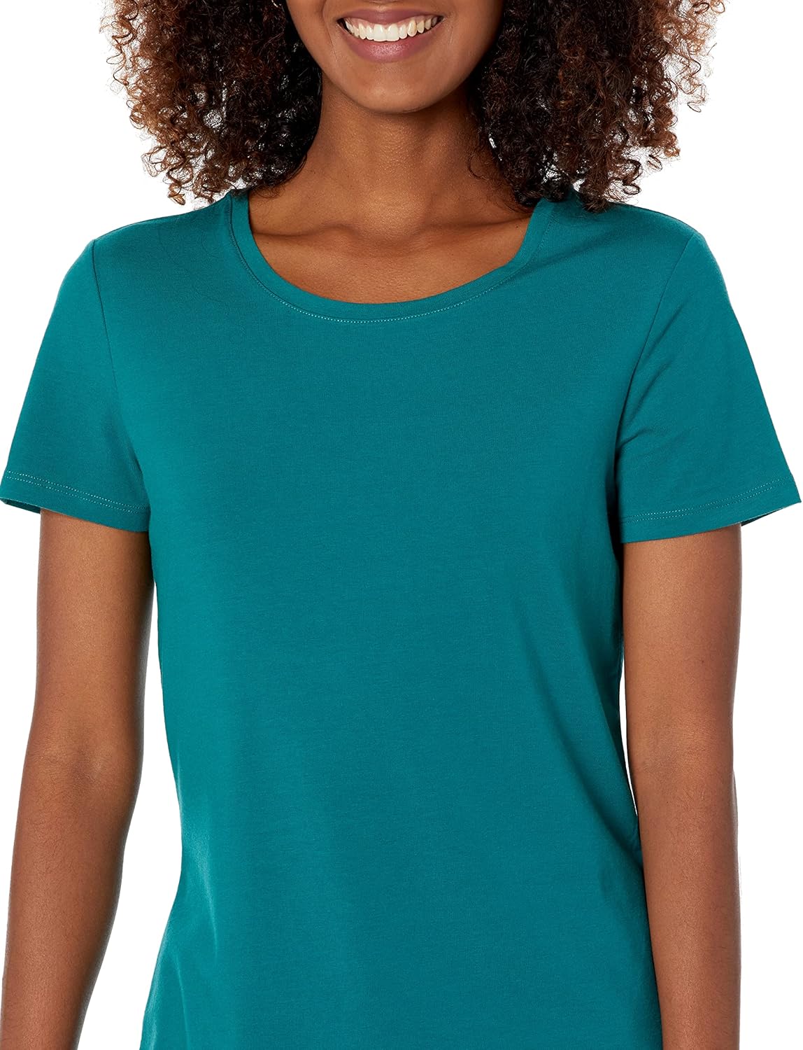 Amazon Essentials Women's Classic-Fit Short-Sleeve Crewneck T-Shirt, Multipacks 2 Dark Green/Navy Small
