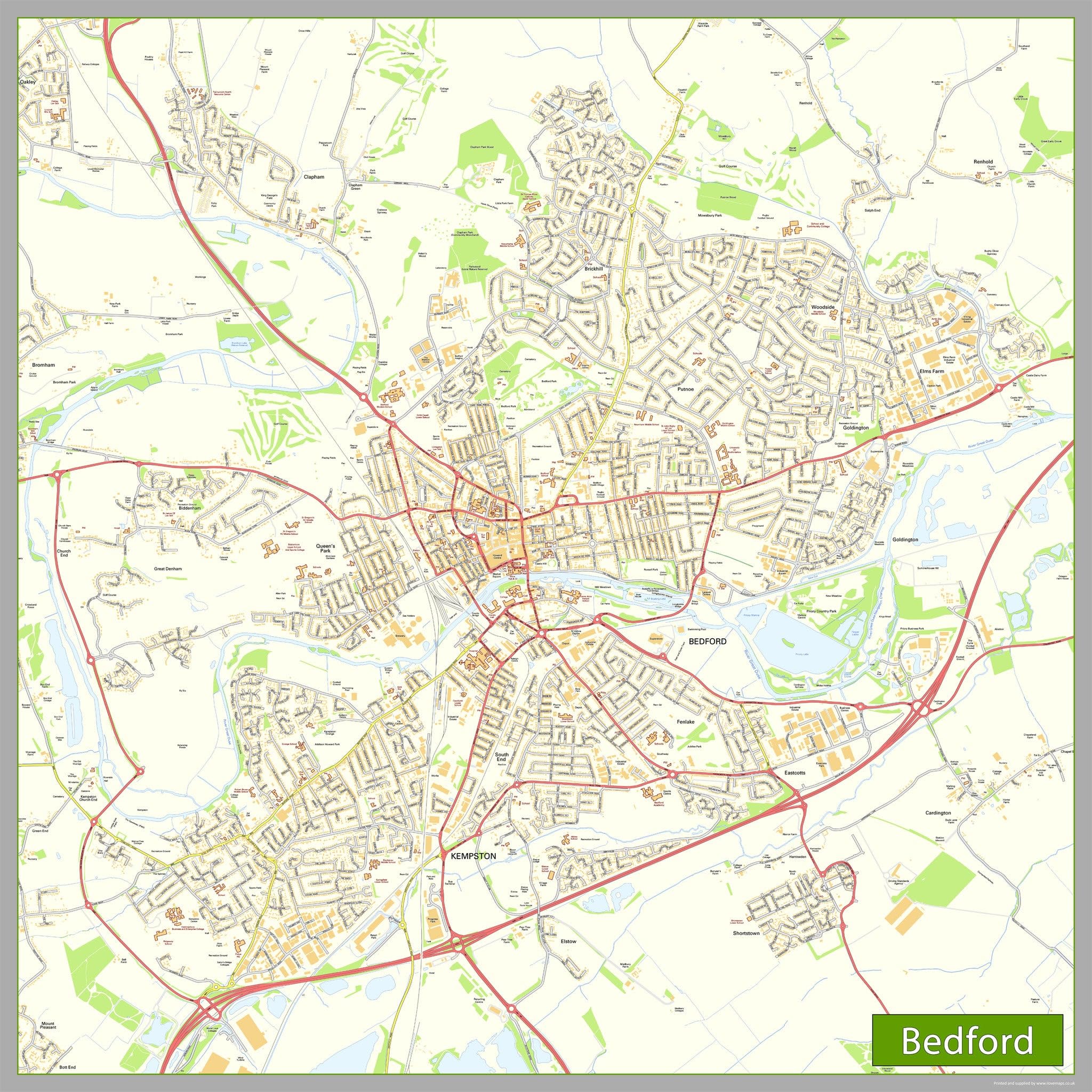 Bedford Street Map - 160 x 160 cm - Paper