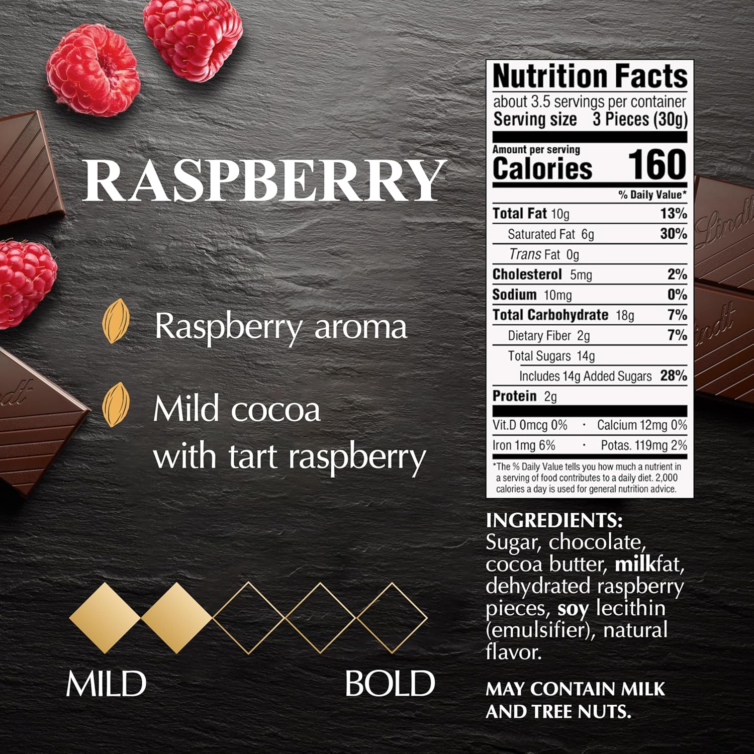 Lindt EXCELLENCE Raspberry Dark Chocolate Candy Bar, 12 Pack, 3.5 oz. Bar