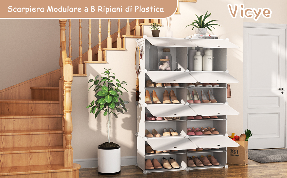 SCAFFALE IN PLASTICA armadio scaffale scarpiera a innesto ripiano scarpe fai da te EUR 32,80