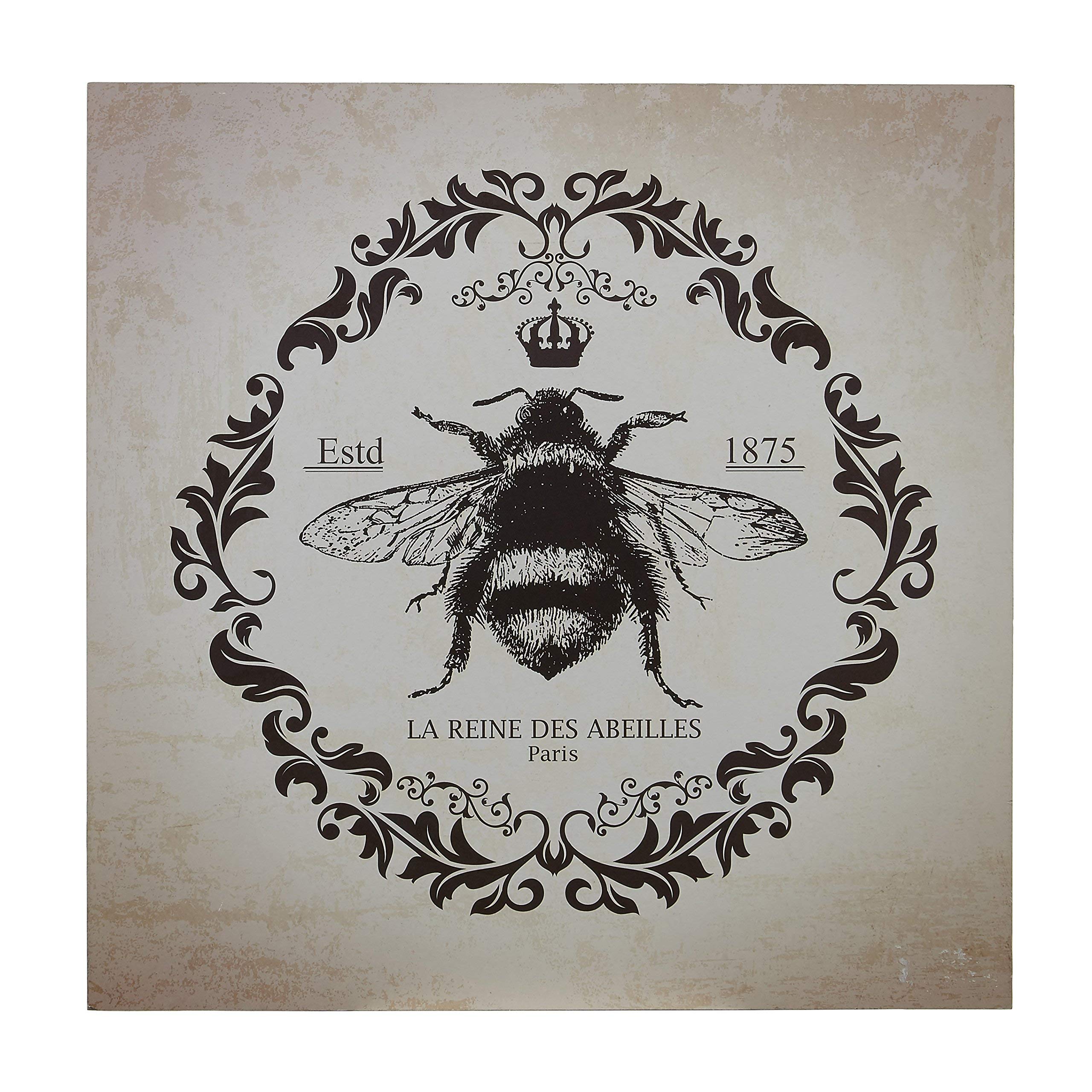 Queen Bee Wall Plaque - Typography Crown Bee Motif - Bold Design