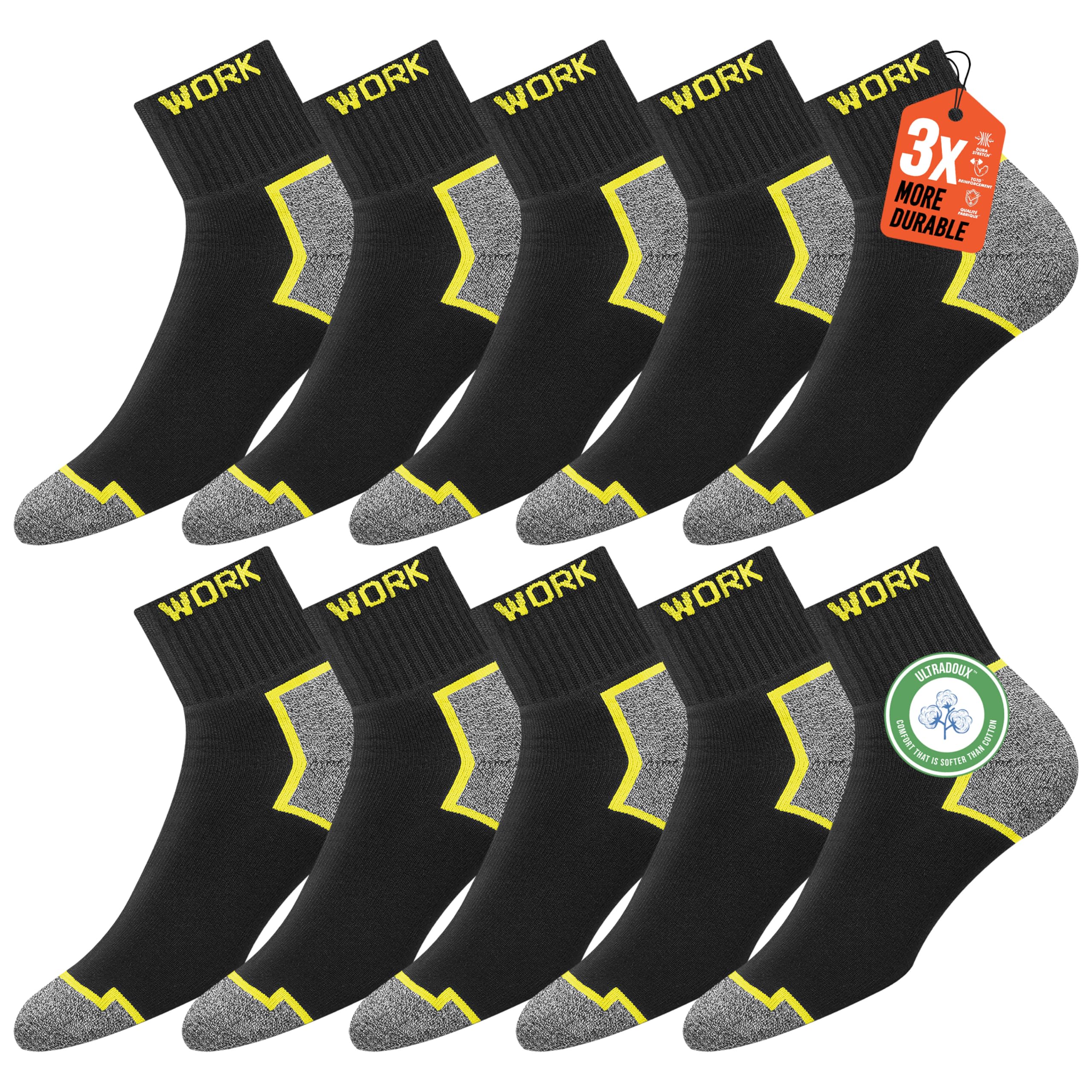 SOXCO 10 paia calze da lavoro uomo rinforzate quarto lunghe calzini corte WORK Socks