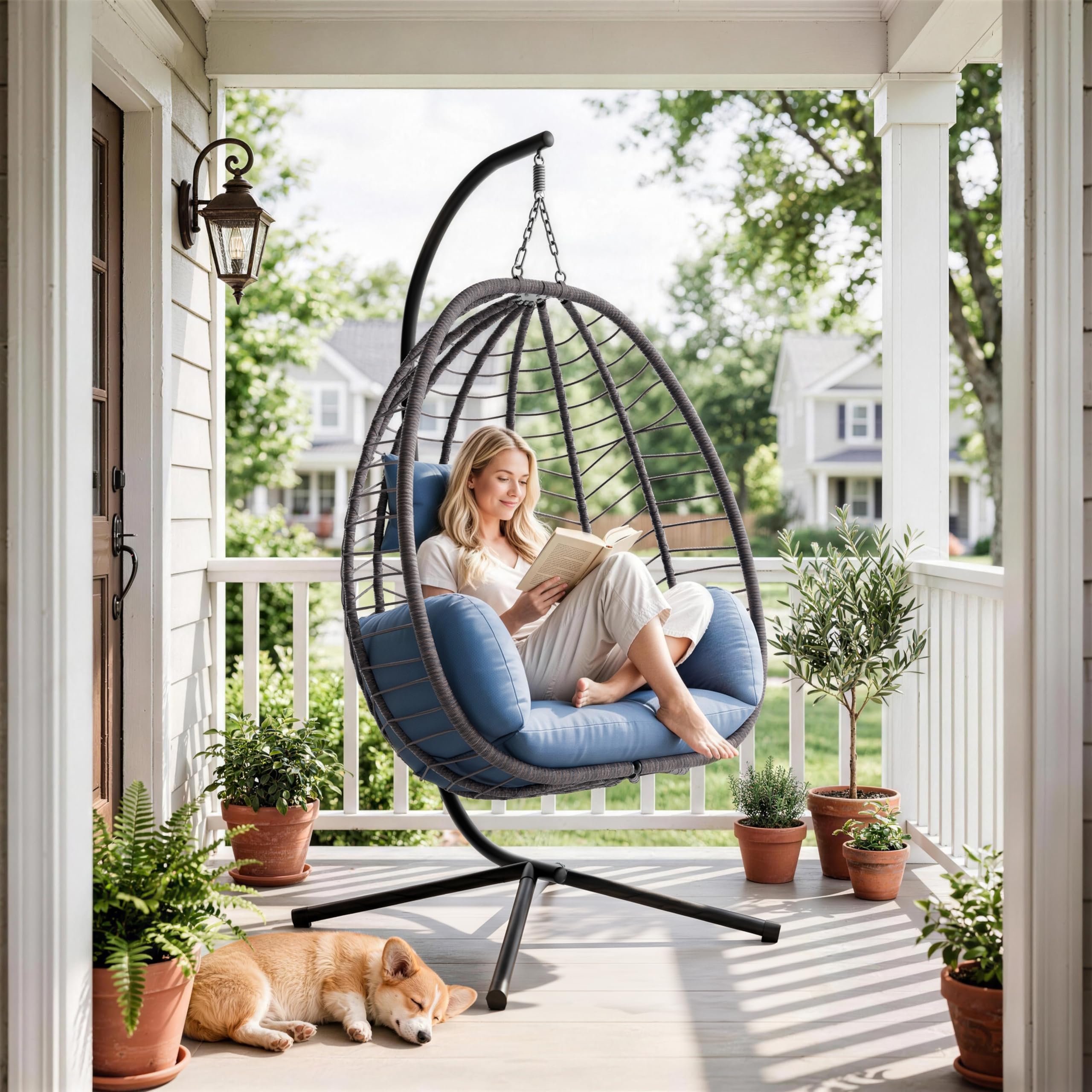 ALAULM Foldable Egg Chair with Stand