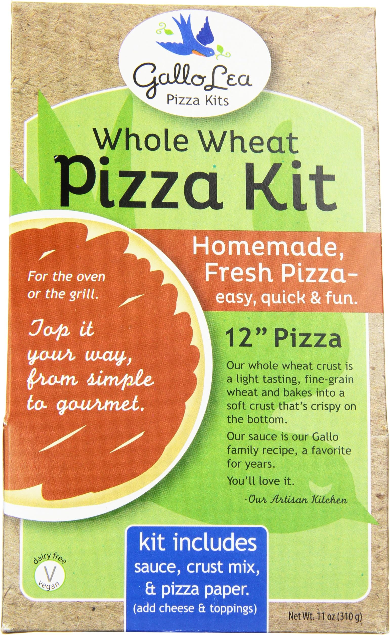 GalloLea Pizza Kits Whole Wheat Pizza Kit, 11 Ounce