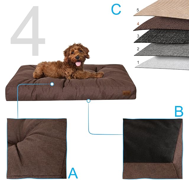 Foto 2 de 8 de DOGGY Cama para perros, rectangular, colchón para perros, tamaño XXL, 130 x 100 cm, color marrón