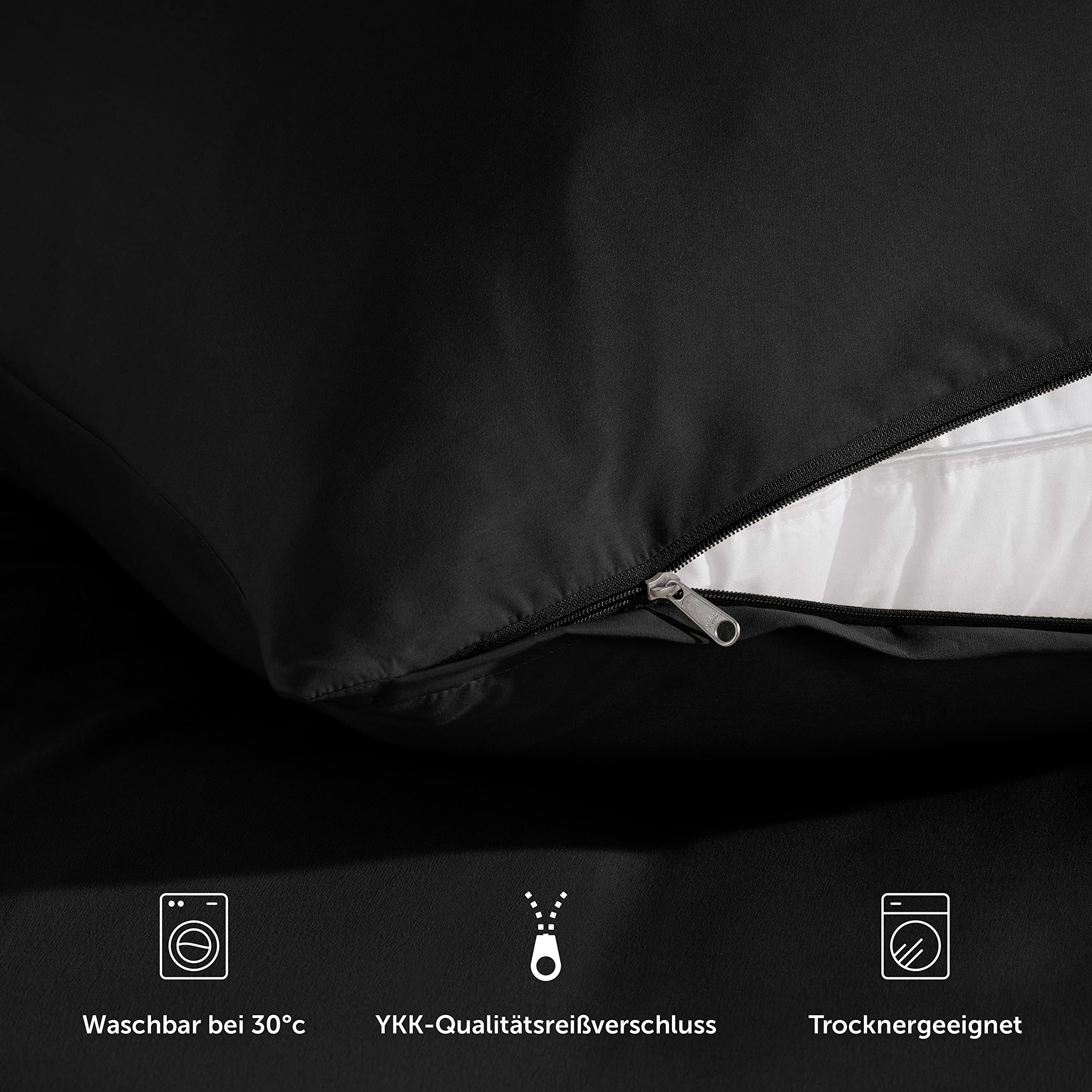 Blumtal Copripiumino Matrimoniale Premium Extra Morbido Inverno & Federe Cuscini 50x75 (2x), Copripiumino in Tessuto di Microfibra Pregiata 120g/m2, Set da 2 pezzi, Nero