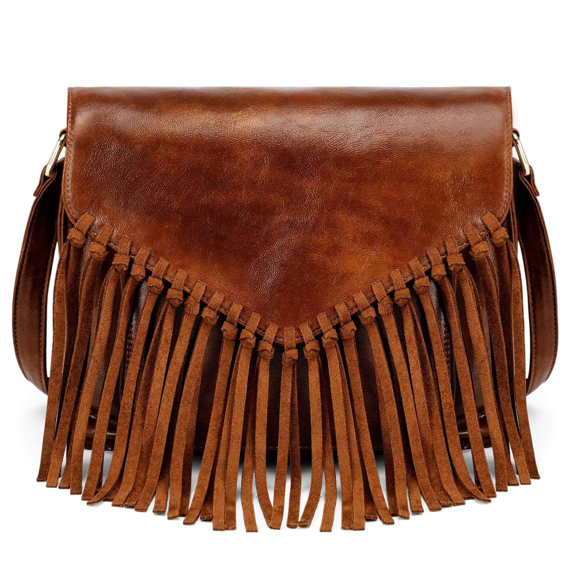 Goinsound Small Fringe Purse Crossbody Bag for Women Pu Leather Handbag Shoulder Bag with Adjustable Strap
