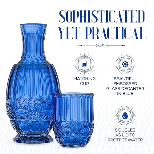 Miniatura 3 de Jarra de agua para mesita de noche con vaso | Jarra de 33 onzas y vaso de bebida a juego | Utilice la taza como tapa para la jarra | Para habitación
