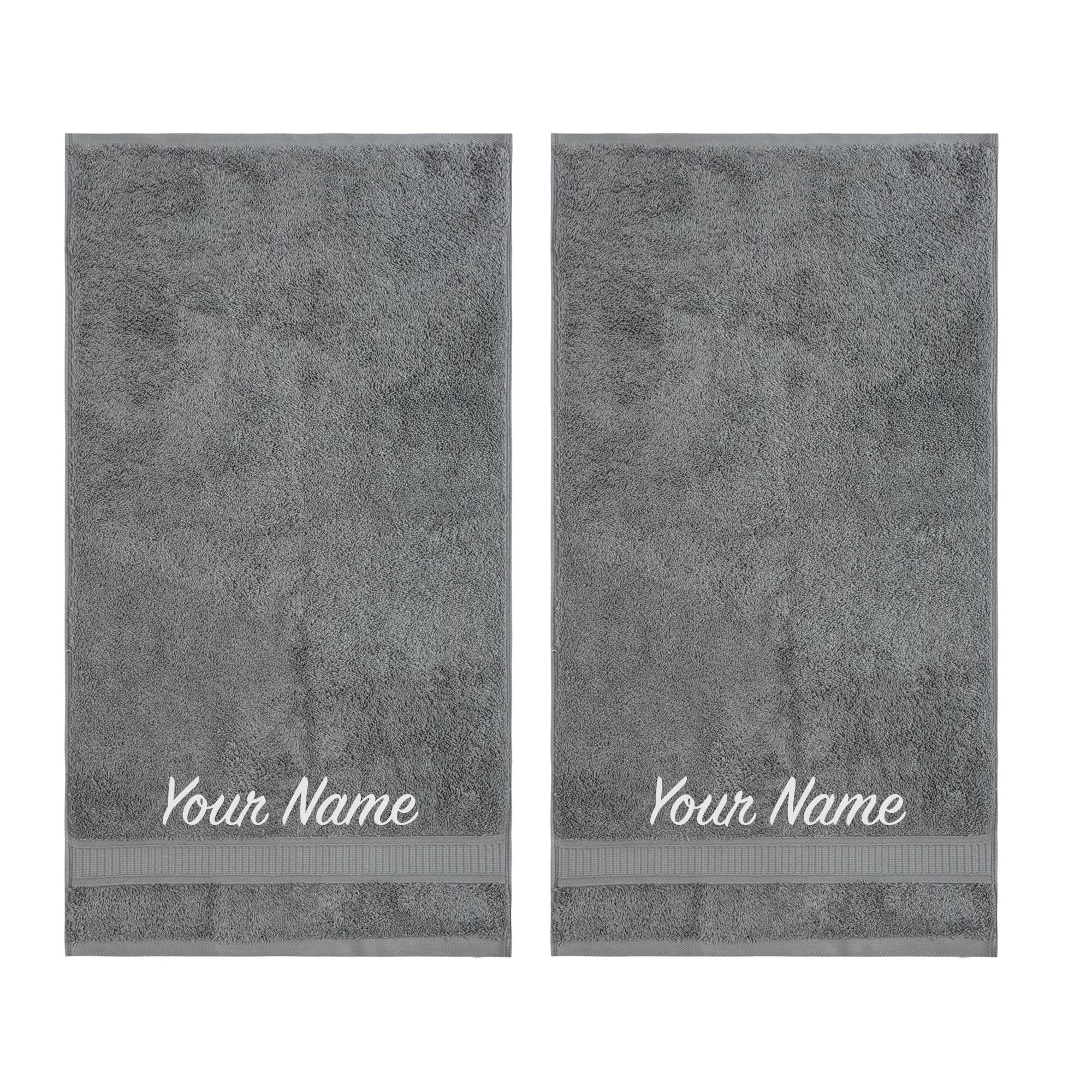 Personalized Towels, Hotel & Spa Quality, Super Soft, Highly Absorbent, Bathroom Towel Sets, 100% Turkish Genuine Cotton 2 Piece Hand Towel Set, Grey