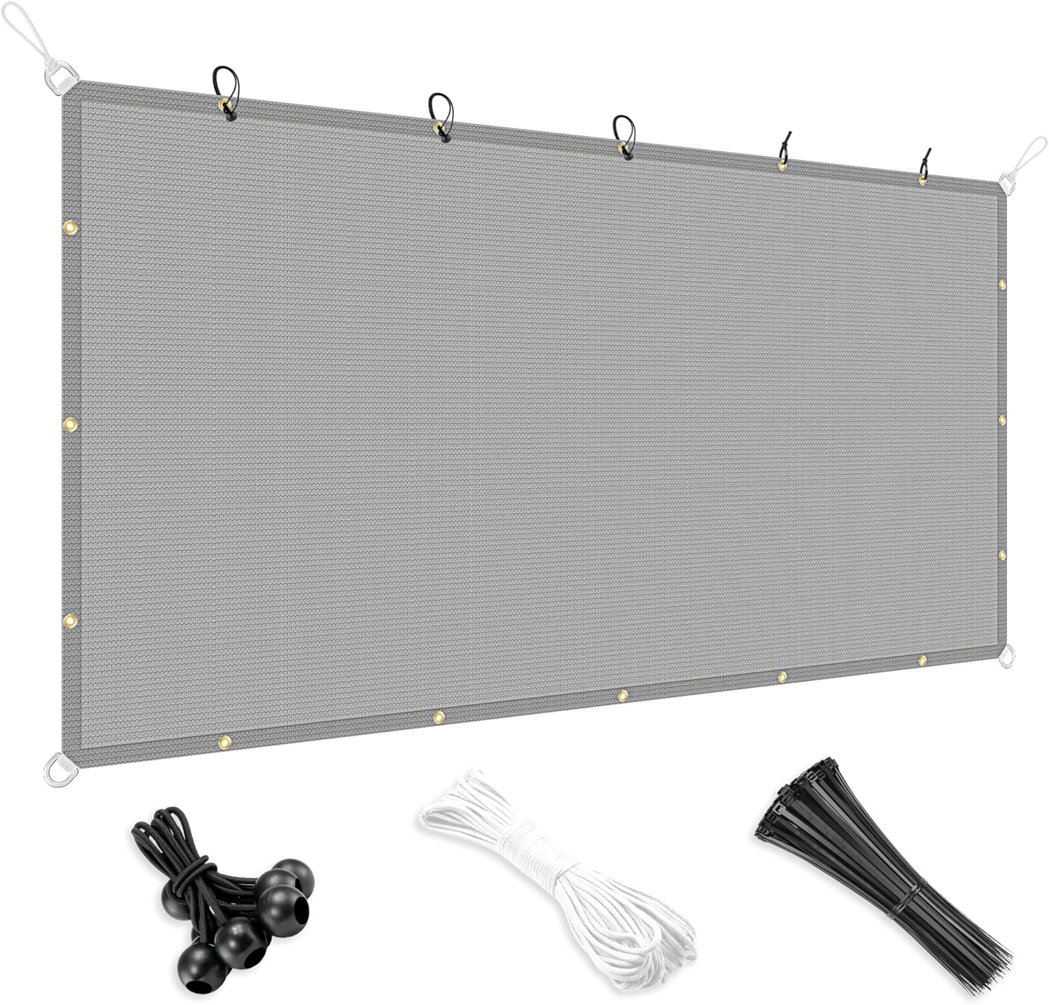 12' x 20' Sun Shade Cloth with Grommets 90% Pergola Cover Shade Sail Canopy Outdoor Awnings for Patio Garden Deck Privacy Screen, Light Gray