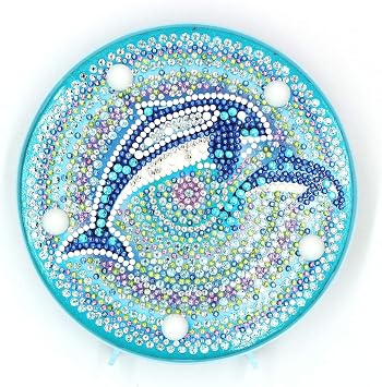 YOBEYI DIY Diamond Painting Lamp with LED Lights Full Drill Crystal Drawing Kit Bedside Night Light Arts Crafts for Home Decoration or Christmas Gifts 6.0x6.0inch Dolphin
