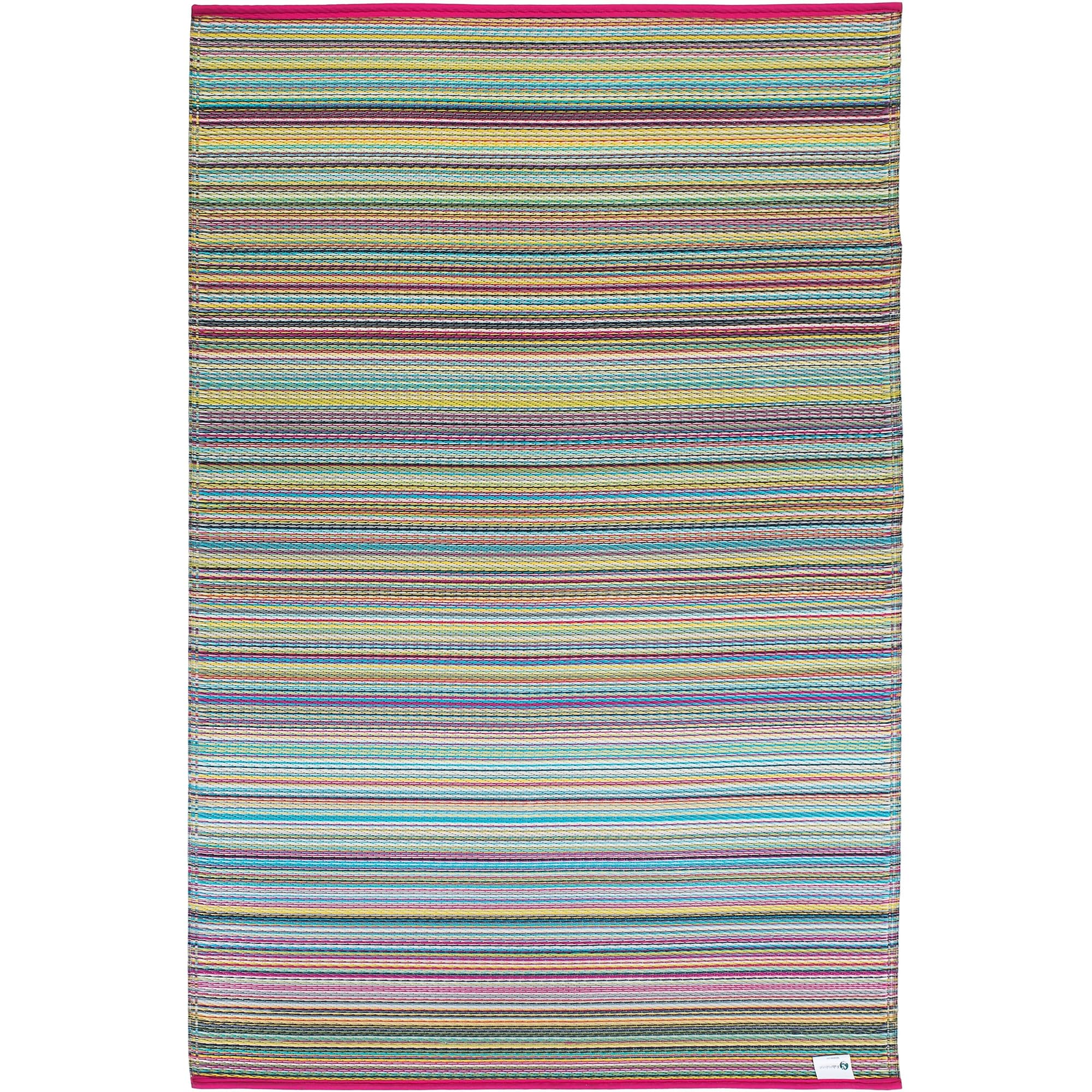 FAB HAB Outdoor-Teppich Cancun – Recycelter Kunststoff – Wetterfest, Wendbar, UV-beständig – Gestreift - Candy - 240x300 cm