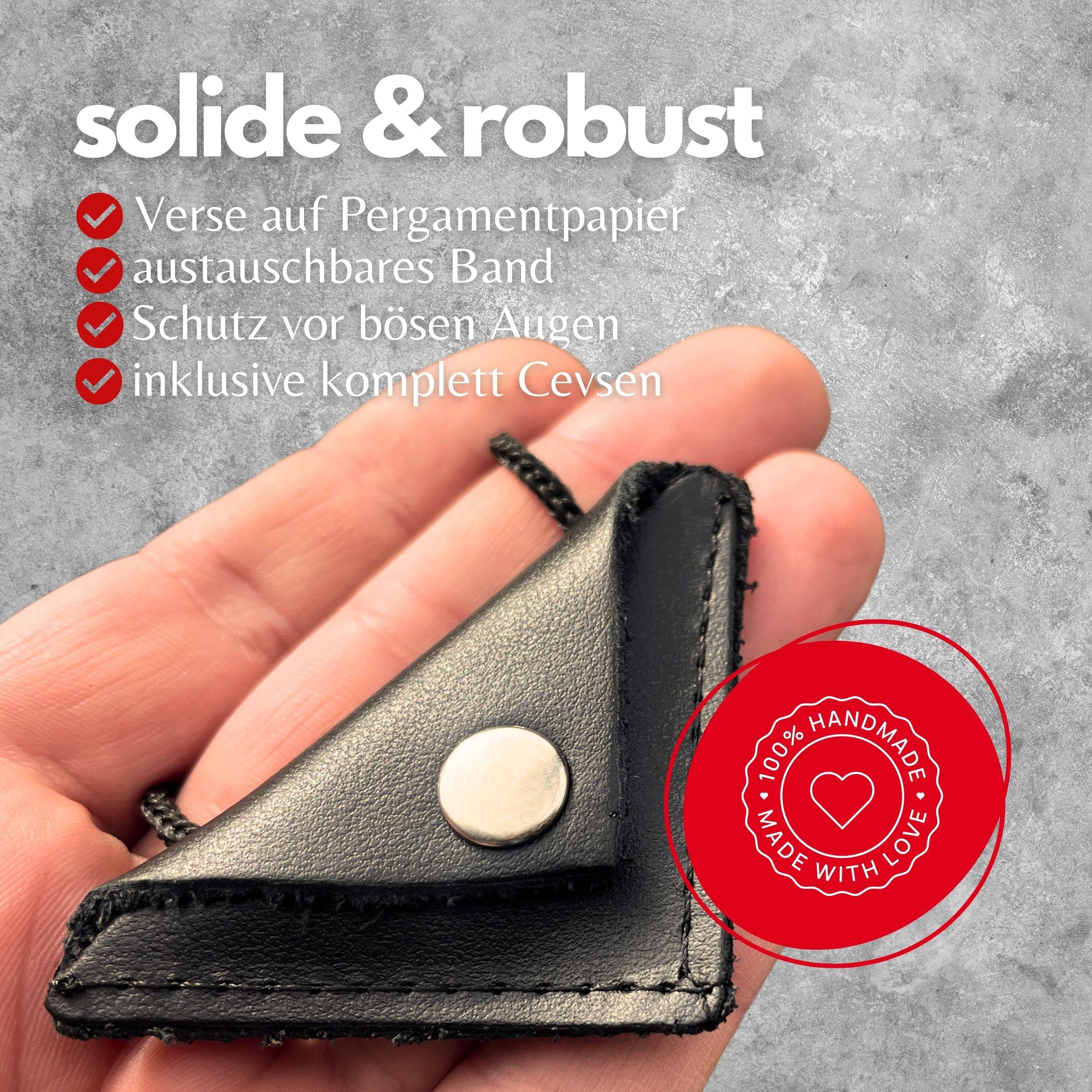 4er Set Cevsen Leder Halskette Mit Knopf, Muska Kette, Kolye Anhänger, Allah Kette für Muslim Herren und Frauen, Prayer Chain Islam - Ideal als Geschenk in Schwarz
