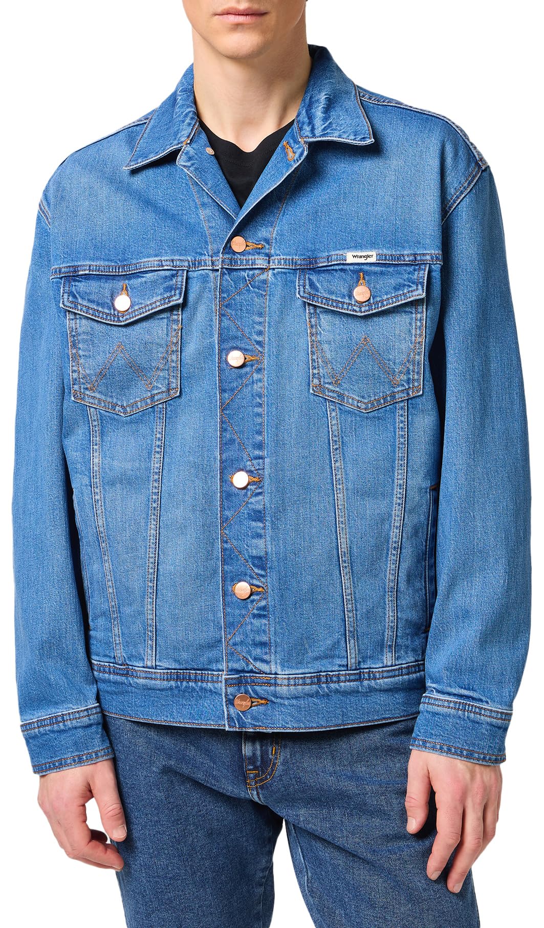 Wrangler Men's Blue Eyes Blue Anti Fit Denim Jacket, Medium, M