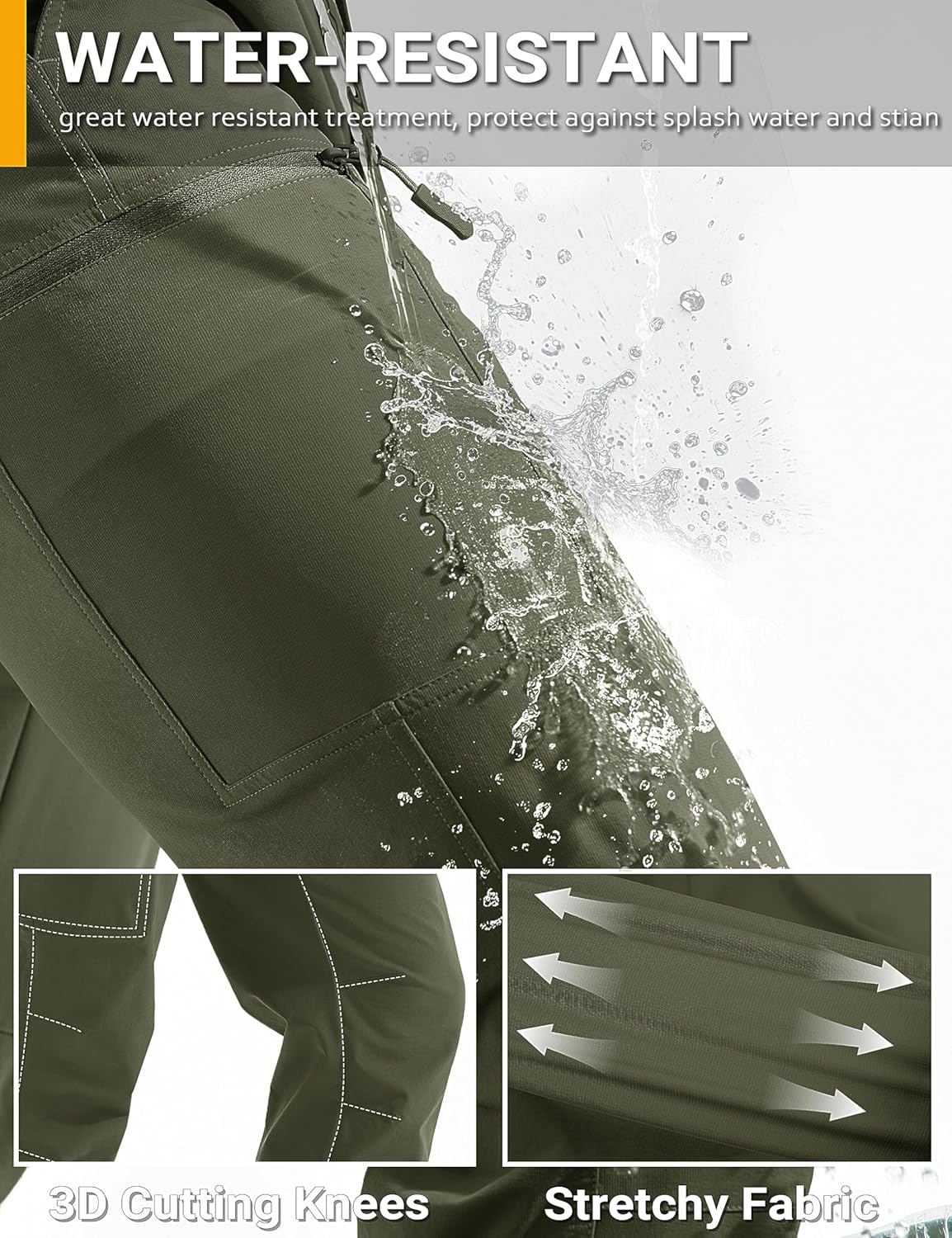 TACVASEN Men's Hiking Pants Lightweight Quick Dry Water Resistant Travel Work Fishing Pants Outdoor 6 Pockets - Image 3