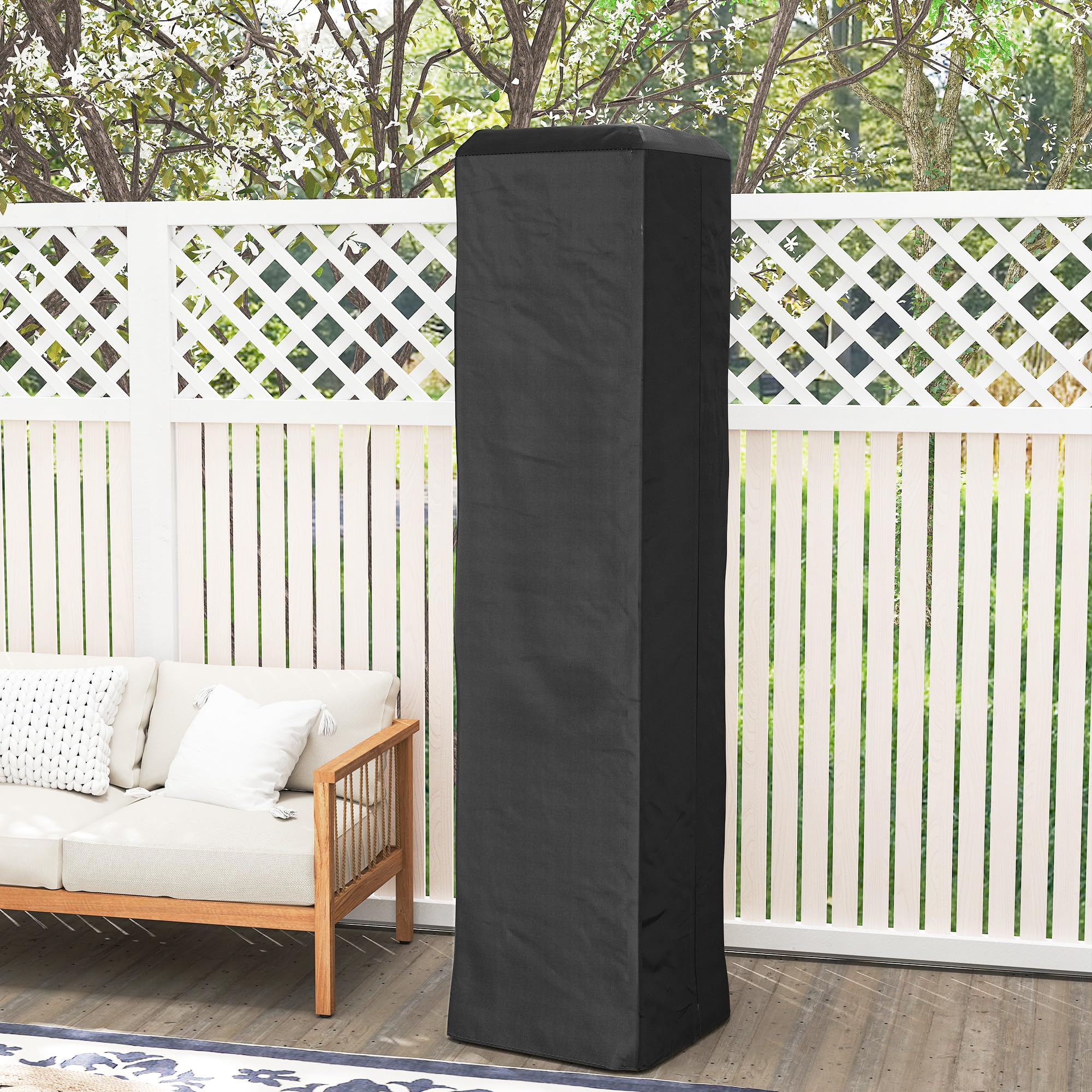 Outsunny Cubierta resistente para calentador de patio, pirámide de gas, protector de longitud completa, tela Oxford UPF 30+ con cremallera, color negro