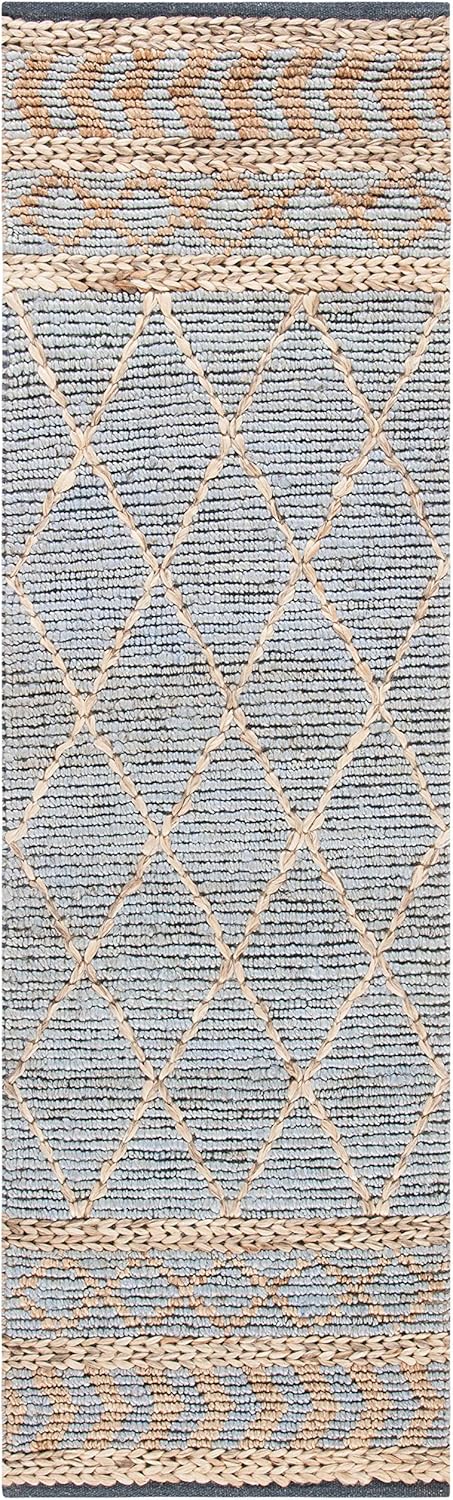 Hand-Knotted Blue Cotton Blend 27" Easy-Care Runner Rug