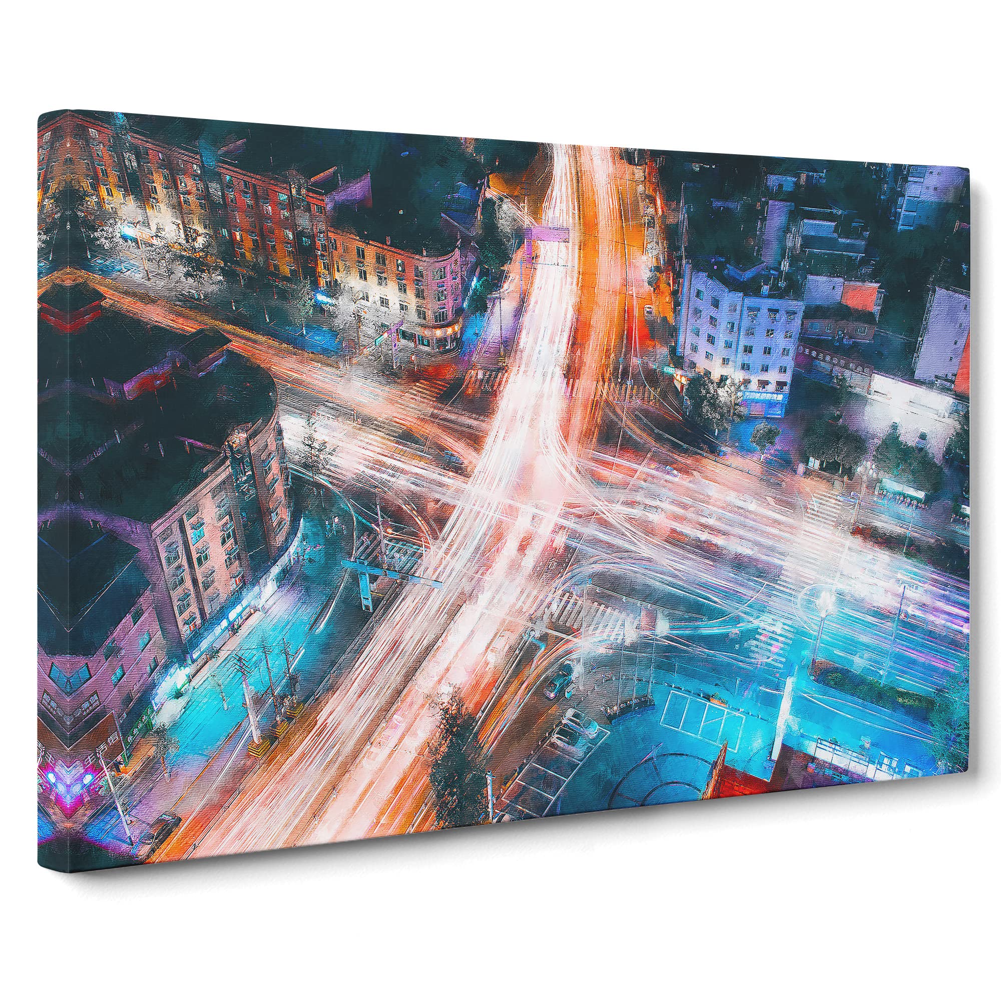 Urban City Lights Canvas Print, Mixed, 25L x 50W cm