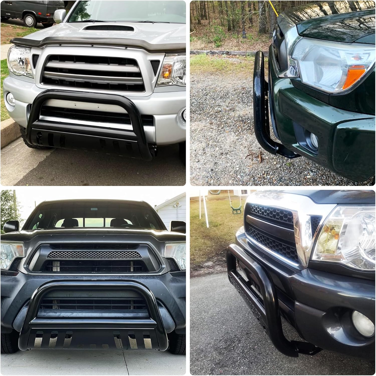 YITAMOTOR Bull Bar Compatible with 2005-2015 Toyota Tacoma, 3" Tubing Brush Guard Pickup Truck Front Bumper Push Bar w/Grille Skid Plate & Light Mount