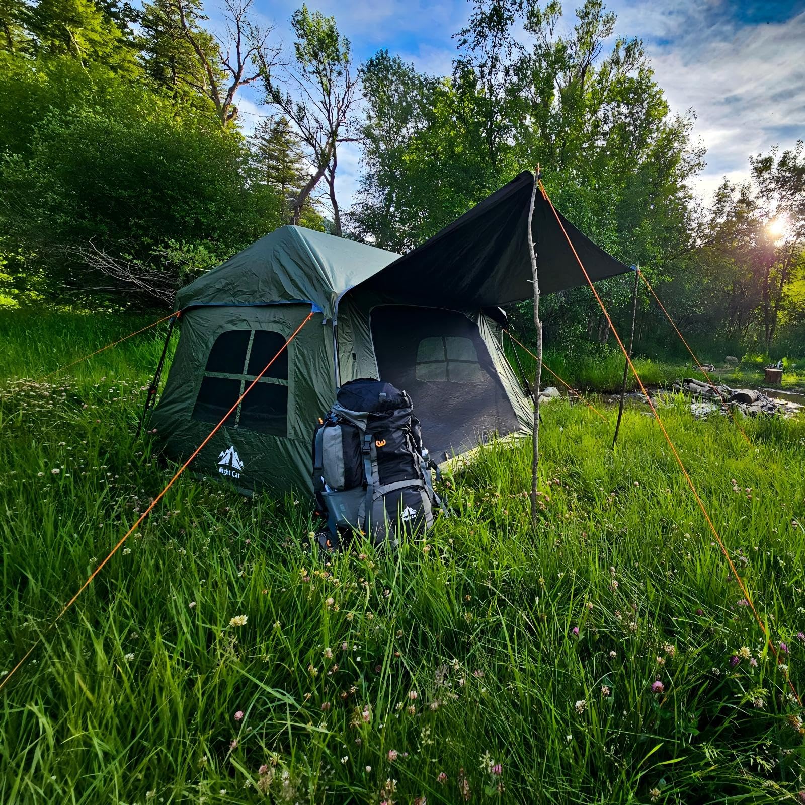 Night Cat 1-4 Personnes Camping Tente: Imperméable Tente étanche pour Randonnée en Plein Air