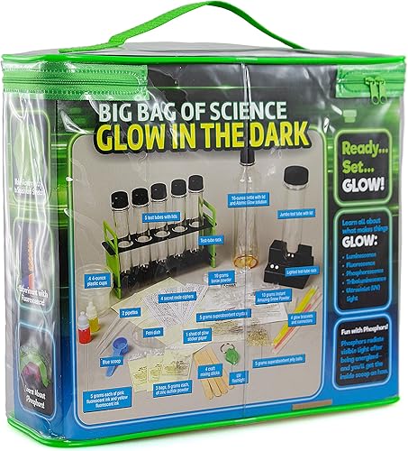 Miniatura 3 de Bolsa grande de ciencia que brilla en la oscuridad, para niños de 8 a 12 años, laboratorio en una bolsa para hacer limo brillante y más de 50
