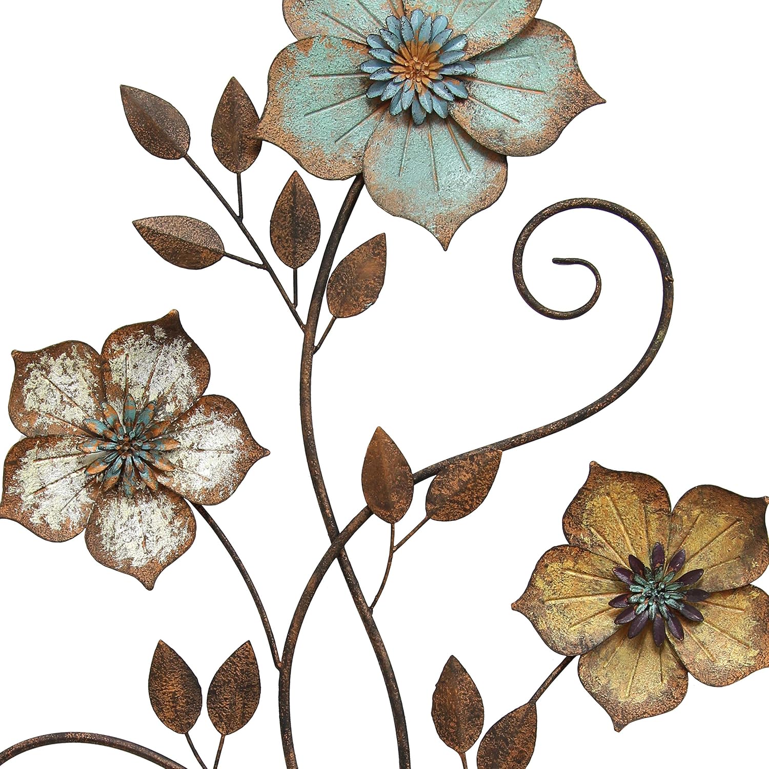 Stratton Home Decor S02369 Tricolor Flower Wall Decor, 19.25 W x 1.50 D x 30.00 H, Multi : Home & Kitchen