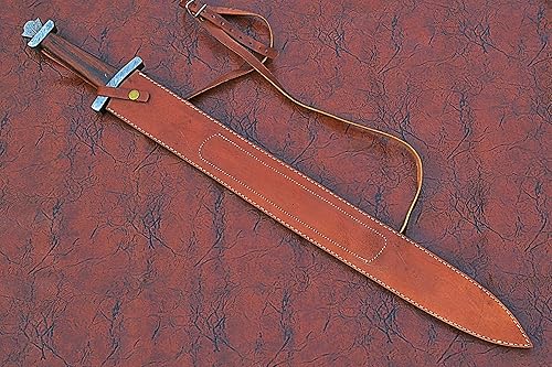 Miniatura 4 de Espada Jian de 32 pulgadas de largo, hoja de doble borde de acero de Damasco forjada a mano de 25 pulgadas de largo, empuñadura cruzada de acero de