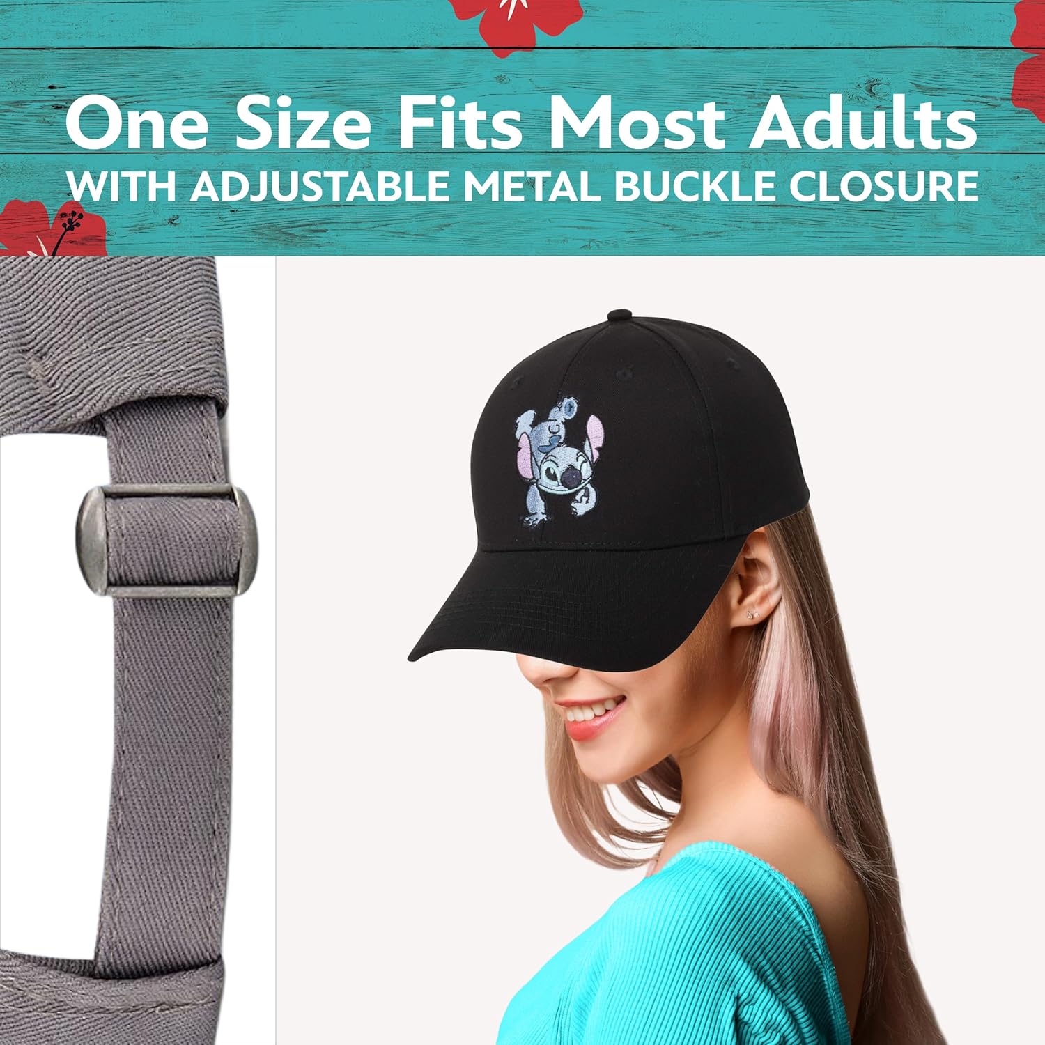 Disney Stitch Dad Hat, Adjustable Cotton Baseball Cap with Curved Brim, Grey, One Size - Image 4