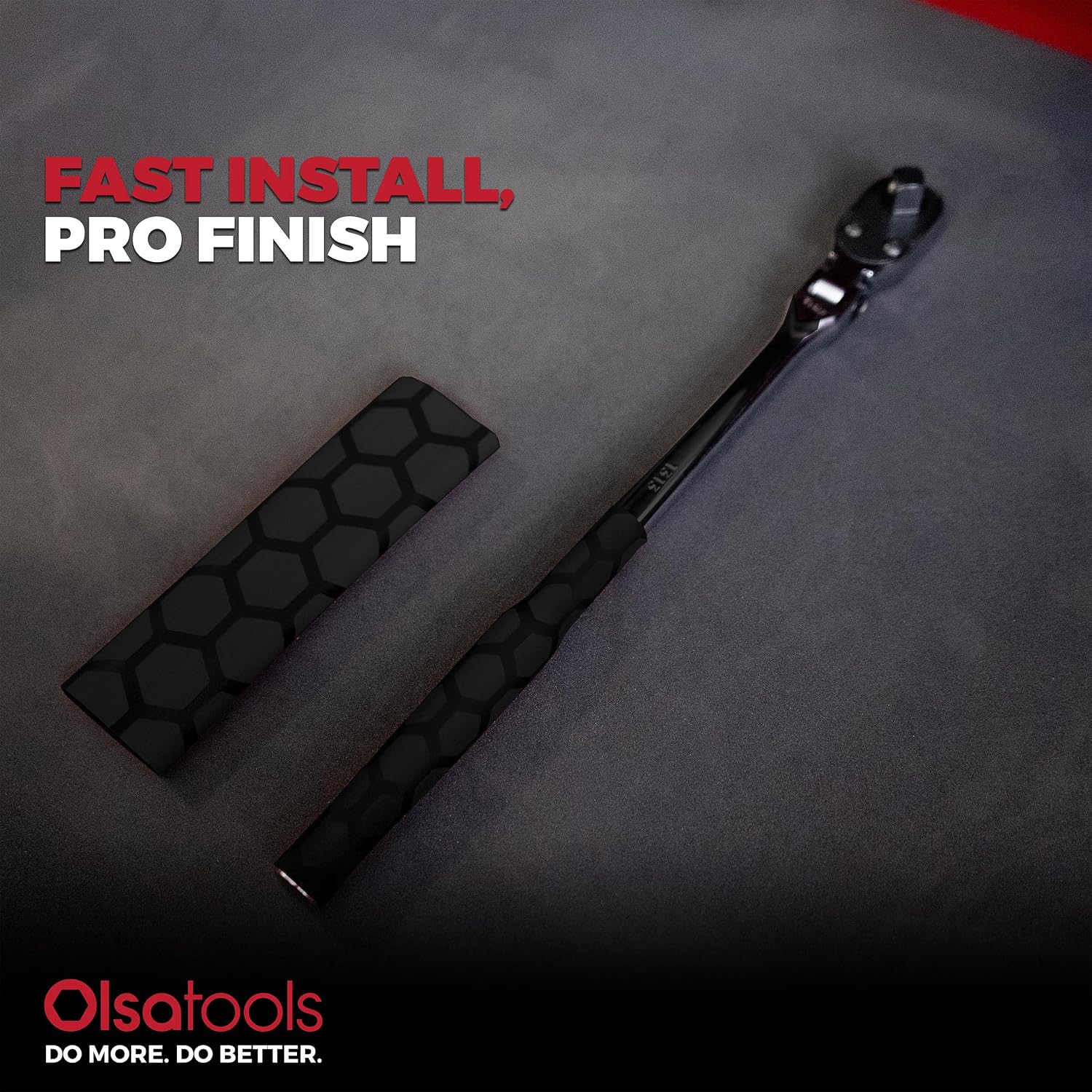 Olsa Tools Heat Shrink Handles Black - Heat Shrink Grip Sleeves for Tools - Non Slip Hex Textured Handle Covers - Durable Black Tool Grip Sleeves - Professional-Grade - Part: 1880 image 4