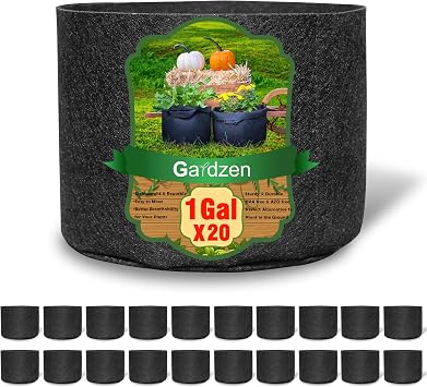Gardzen 20-Pack 1 Gallon Nonwoven Grow Bags, Aeration Fabric Pots