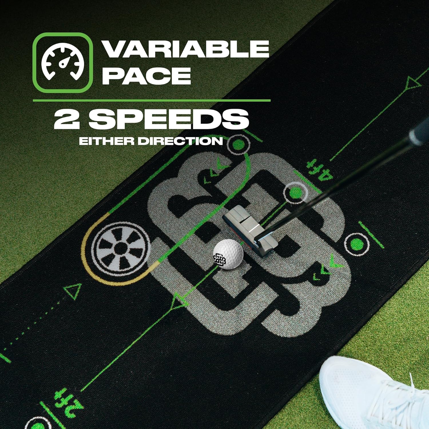 BACK 2 BASICS Golf Portable Putting Green Indoor Golf Putting Mat 10ft, Alignment Aid Trainer for Practice Indoor and Outdoor, Home or Office Compact Roll Target Gate Precision Control Tool