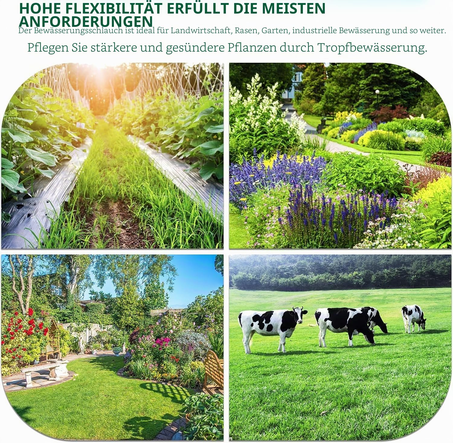 Tropfschlauch Set, Garten Tropfschläuche, Perlschlauch für Tropfbewässerung, Bewässerungsschlauch mit 4 Stück Tropfschlauch T-Stück für Gemüsebeet, Gartenbeete, Rasen, Bäume