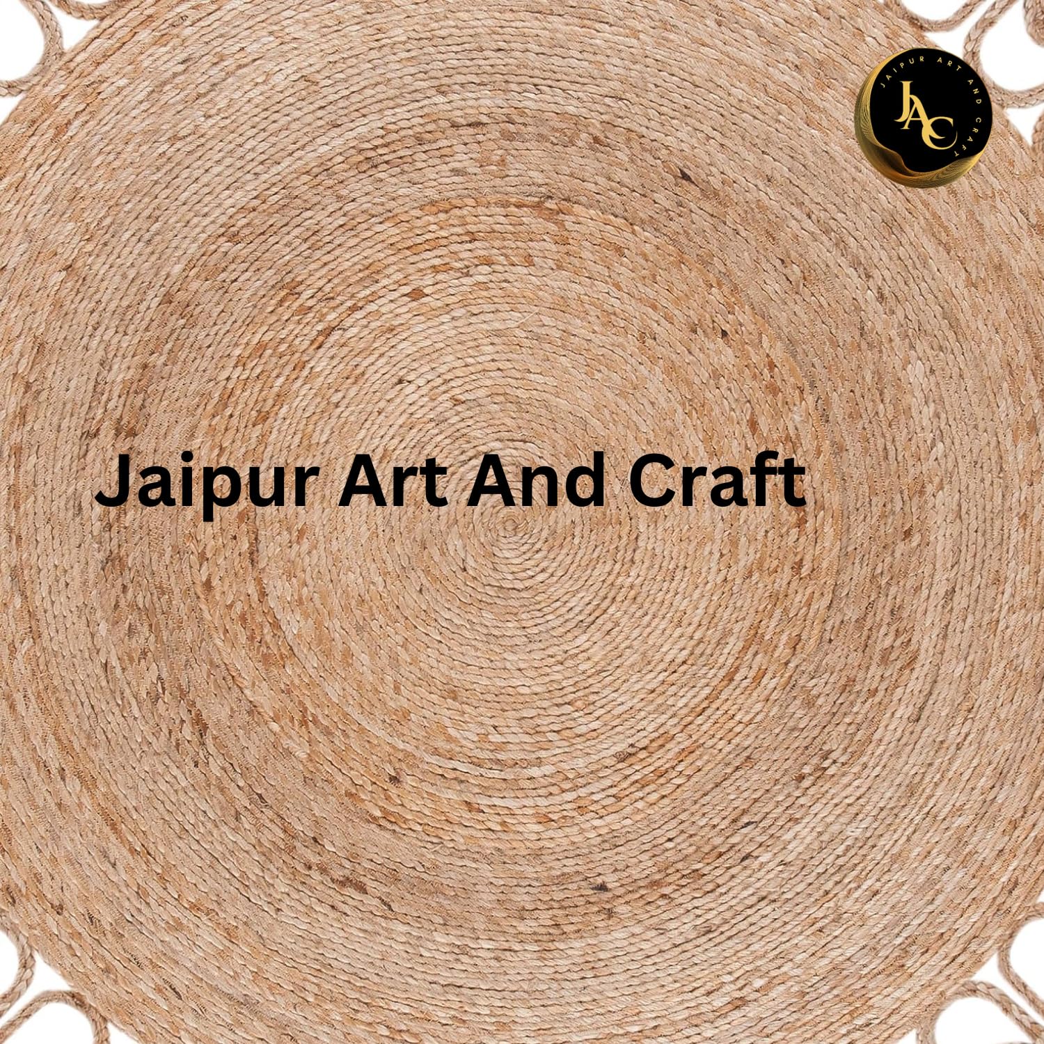 Runder handgefertigter Boho-Jute-Teppich aus Naturfaser, beige, wendbarer Bodenteppich– (7x7 Quadratfuß)