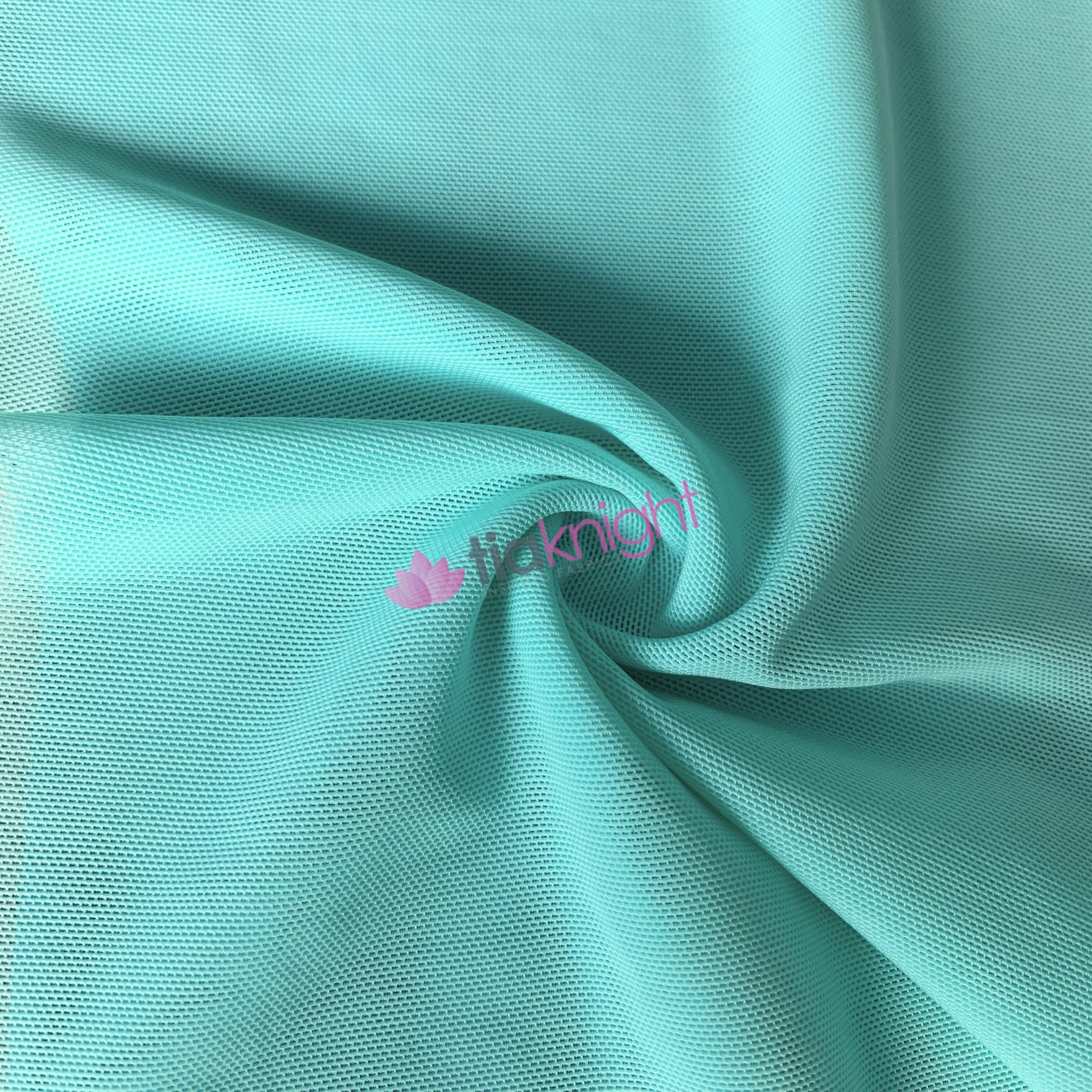 Tia Knight Inspired Fabrics Aqua Blue Corsetry Power Mesh/Net Material | Heavy Duty 4 Way Stretch Dressmaking Material | Sold By The Metre | By Tia Knight (Aqua Blue)