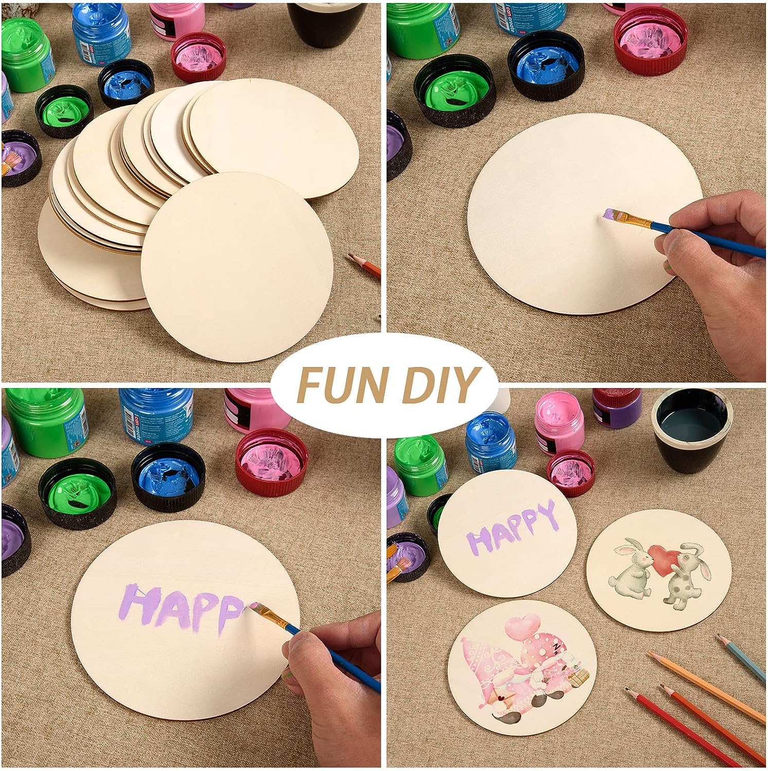 Changrobe Circle MDF Pine Wood 1.5 inch -2.5 mm Thick Wood Circles for Crafts, Unfinished Wooden Circle Cutouts, Circle Wood Slices Board for Resin Art, Mandala Art, Pyrography, Painting (Set of 50) 4