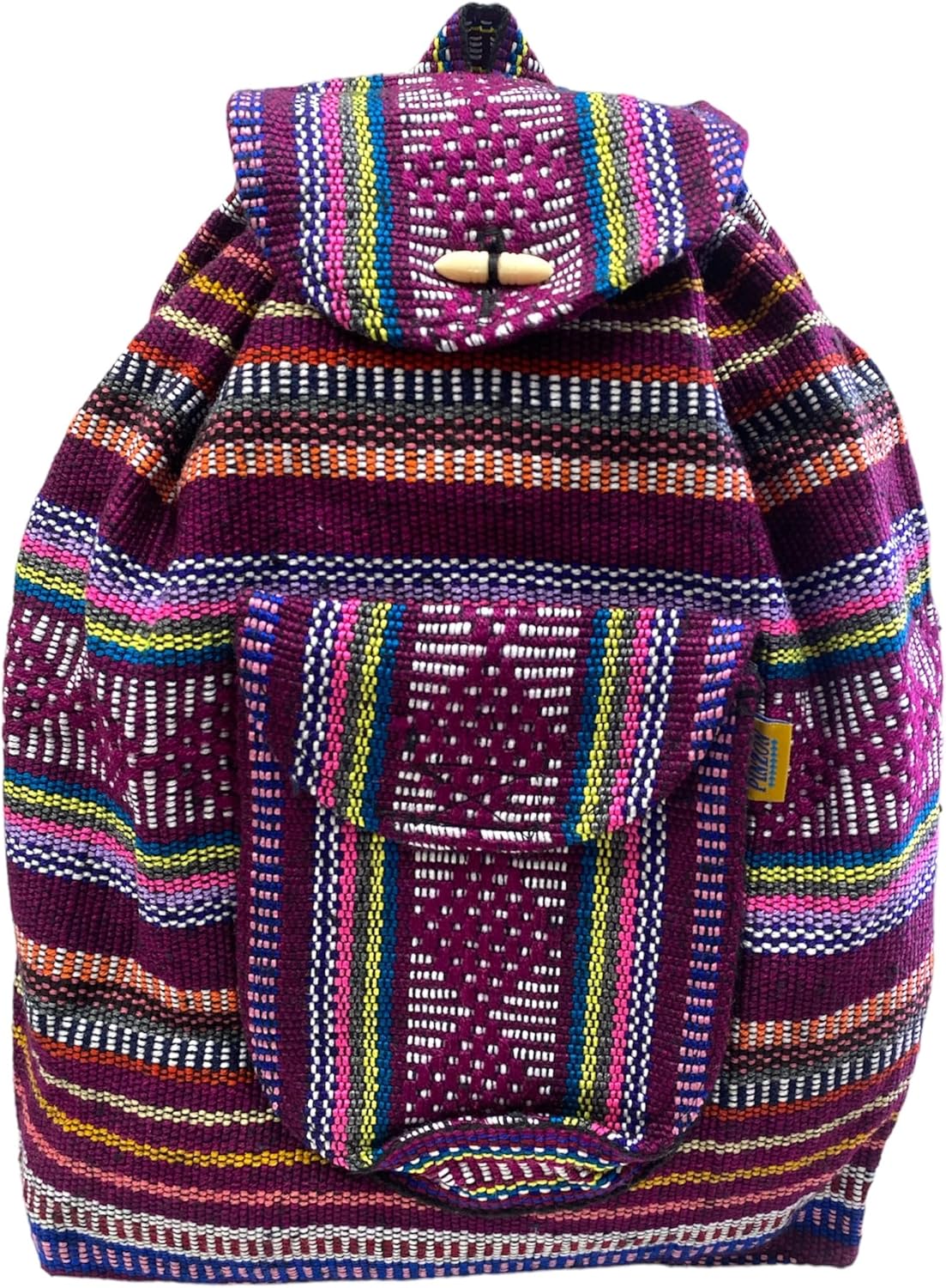 Generic Unisex Adult Violet Vintage Bohemian Large Backpack, Woven Canvas, Drawstring, Beach Bag