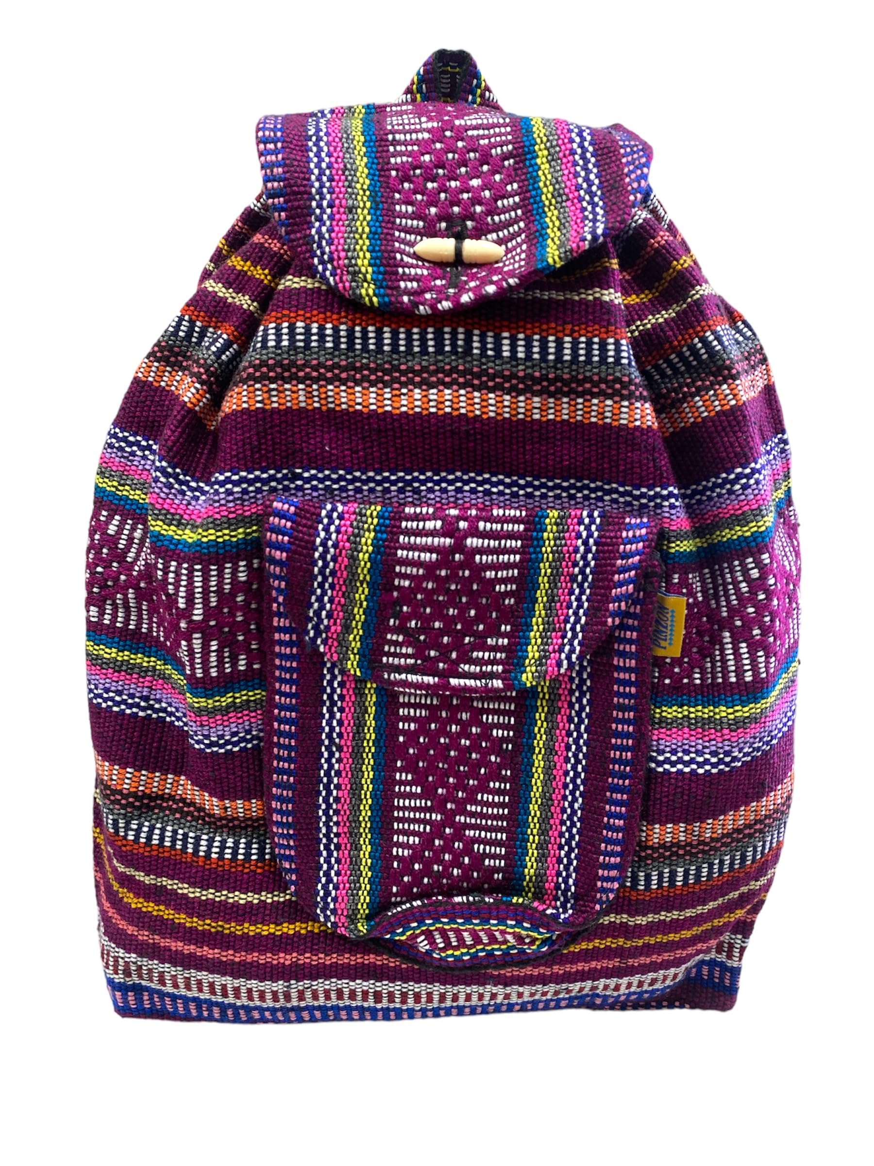 Generic Unisex Adult Violet Vintage Bohemian Large Backpack, Woven Canvas, Drawstring, Beach Bag