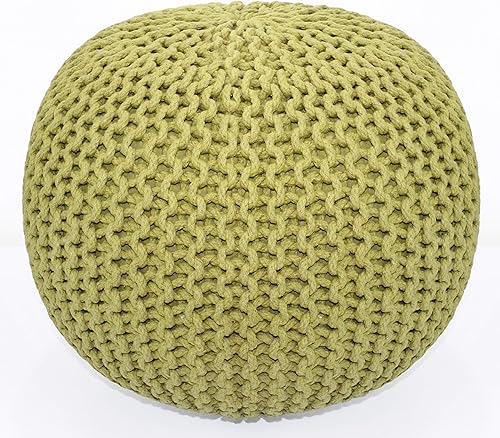 Miniatura 20 de Puf Cotton Craft tejido a mano con estilo de cable Dori Pouf, otomano para el piso, 100 % algodón trenzado, hecho y cosido a mano, un asiento único