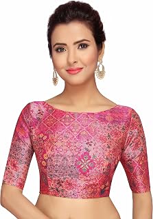Studio Shringaar Women's Polyester Printed Saree Blouse With Elbow Length Sleeves Price In India