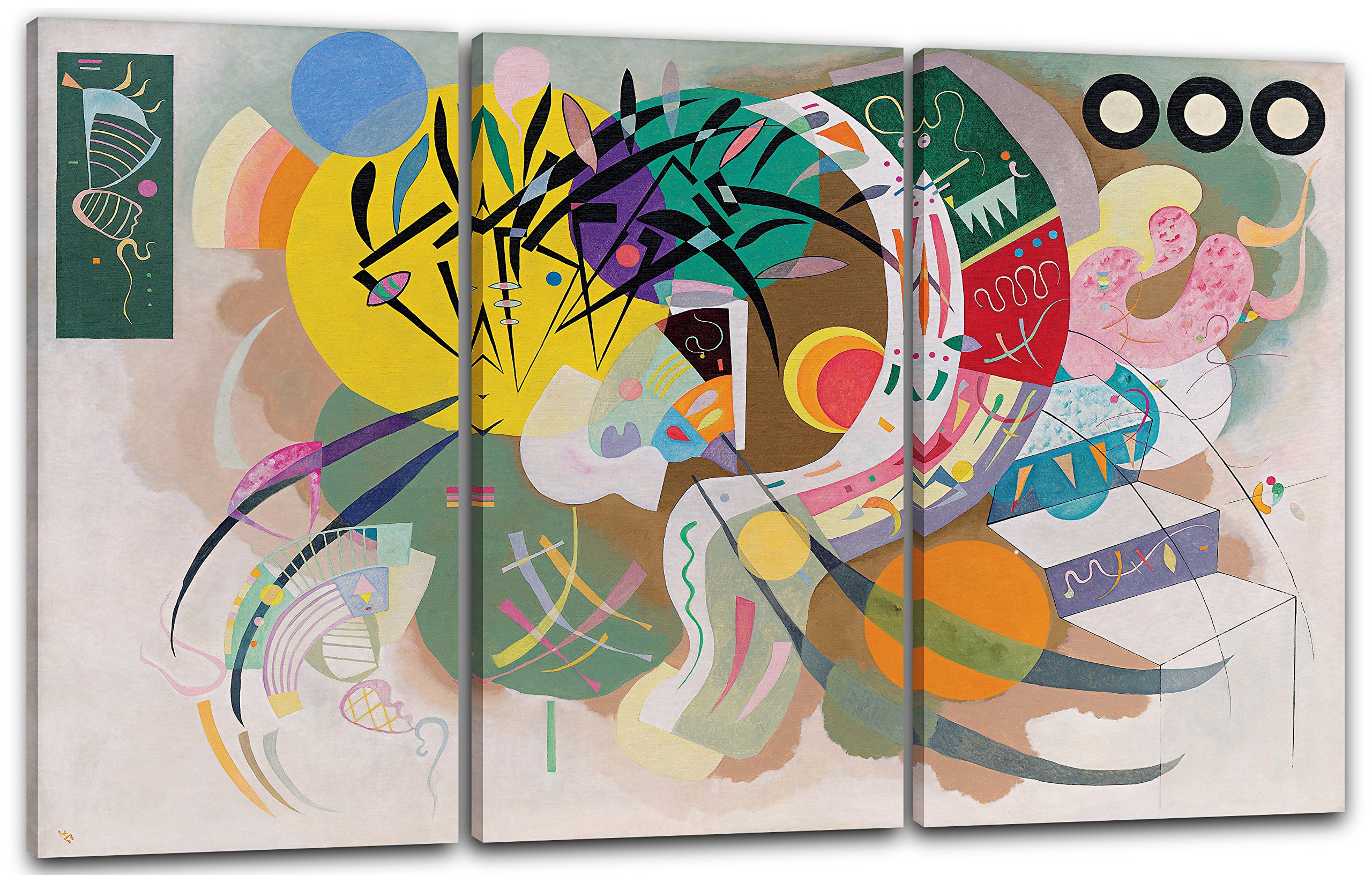 Wassily Kandinsky Courbe dominante déco murale salon triptyque moderne 120x80