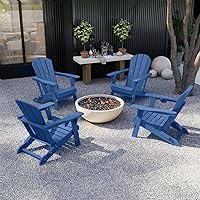 Vista 2 de Kingdura Silla Adirondack plegable, silla portátil de polietileno de alta densidad resistente a todo tipo de clima, silla de patio al aire libre