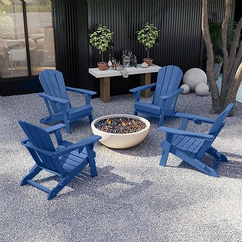 Miniatura 2 de Kingdura Silla Adirondack plegable, silla portátil de polietileno de alta densidad resistente a todo tipo de clima, silla de patio al aire libre de