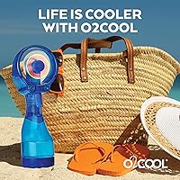 Vista 6 de O2COOL Ventilador de nebulización de agua con batería de mano de lujo con luces LED (frambuesa)