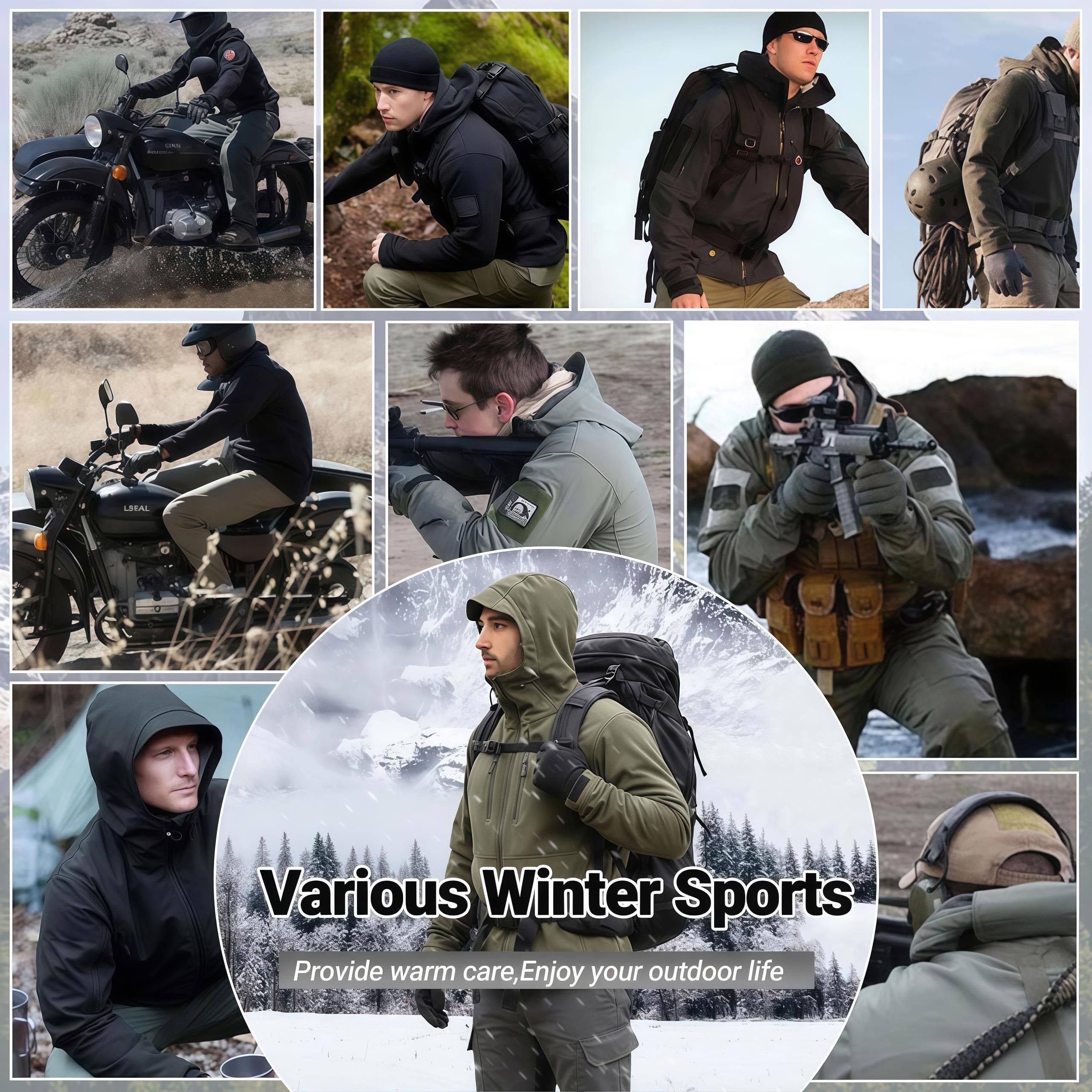 MilitäRische Softshell AnzüGe, Taktische Jacke Und Hose FüR Herren, Wasserdichter Armee Kampfanzug, Jagdbekleidung, Wasserdicht, Leicht, Draussen, Kapuzenpullover, Hose