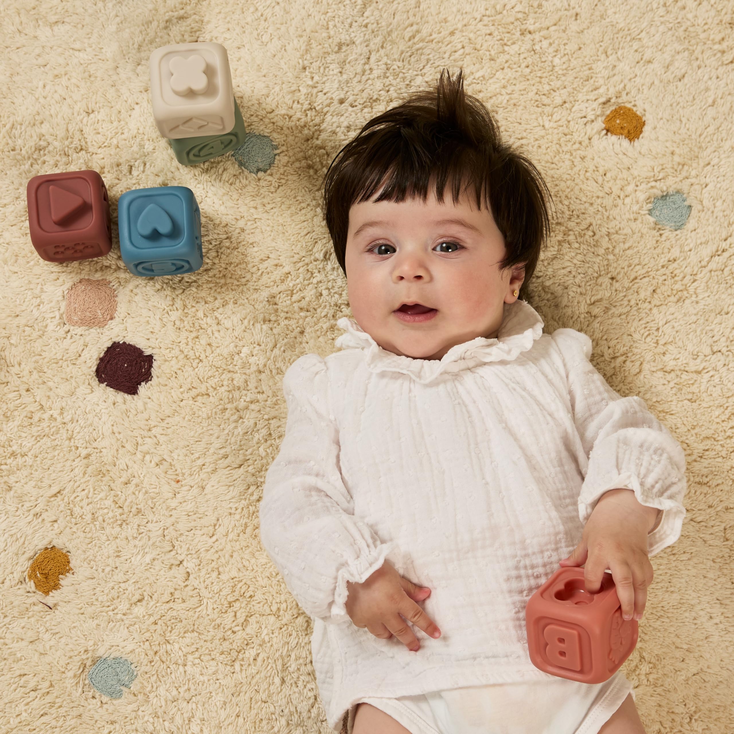 Cubos Sensoriales De Silicona Para Bebés | 6 Meses+, Texturas, Sonidos Y Relieves | Juguete Multisensorial Miniland